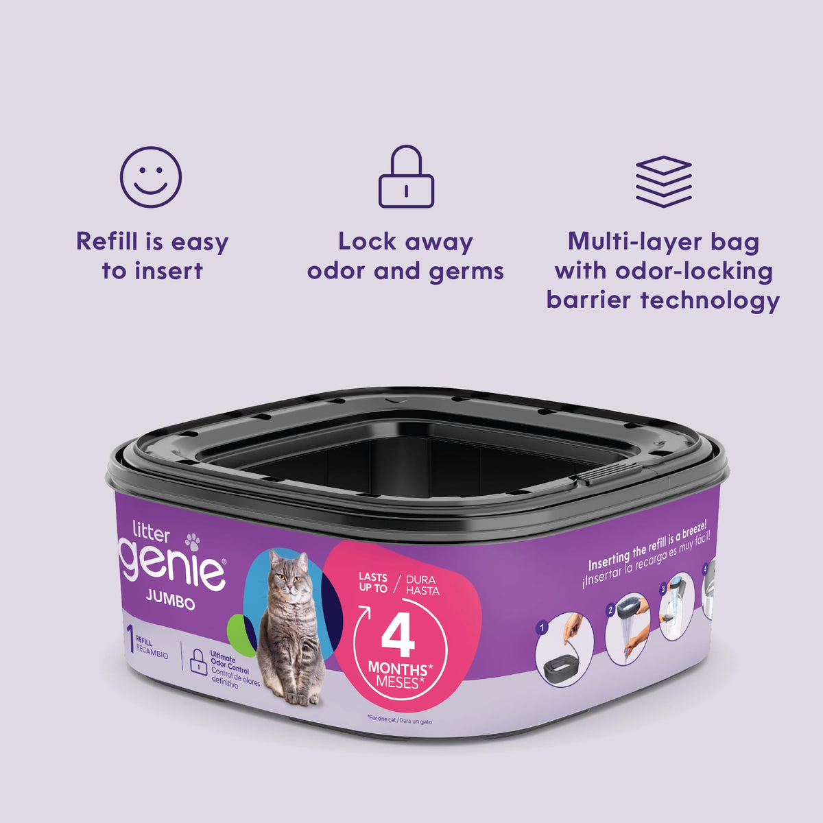 Litter Genie Refill Bags | Jumbo 2-Pack | Up to 8 months of supply in 2 cartridges | Ultimate Odor Control Cat Litter Bags 🍁 All In One Marketplace Canada