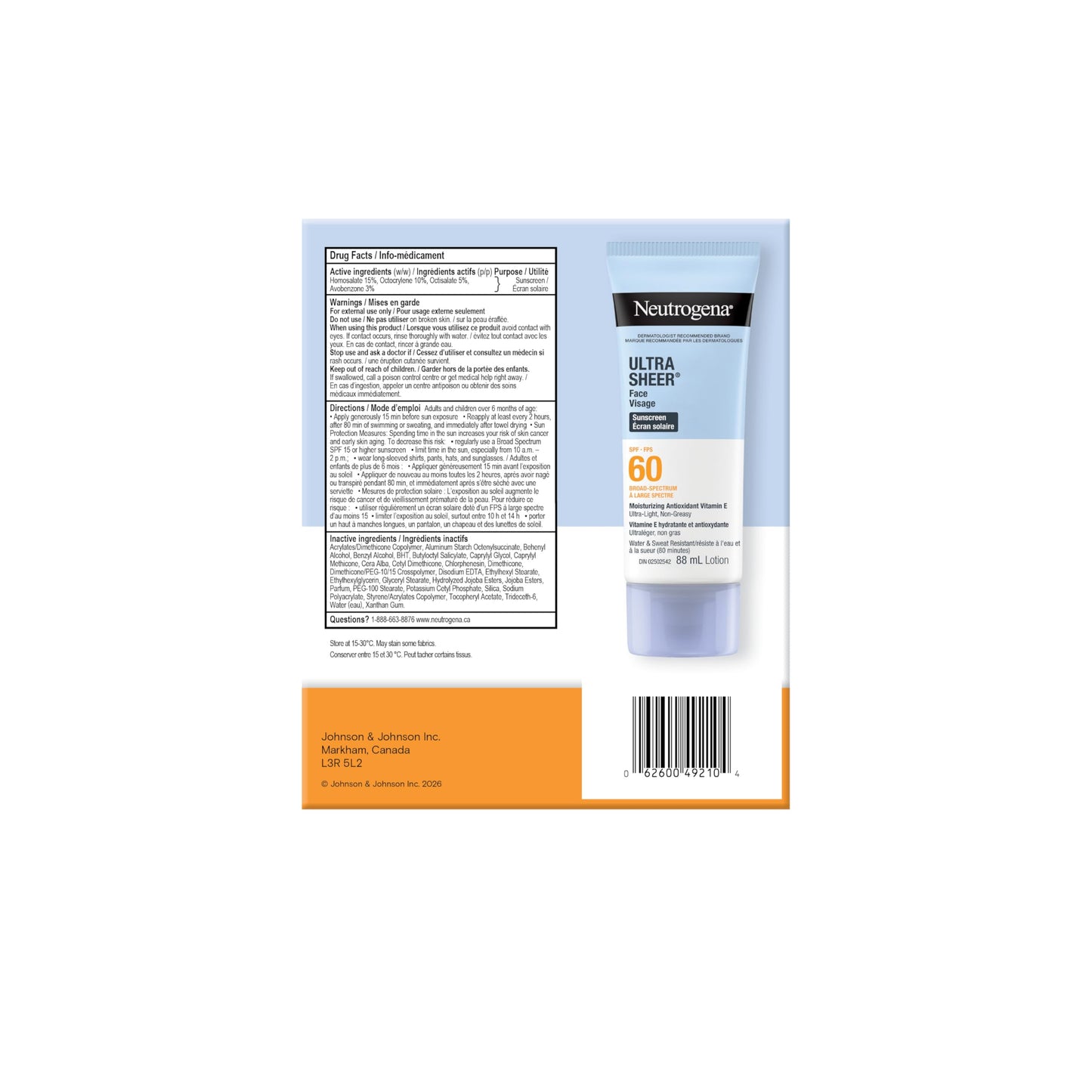 Neutrogena Ultra Sheer Face Sunscreen SPF 60, non-greasy, lightweight, 88 mL (Twin Pack) 🍁 All In One Marketplace Canada