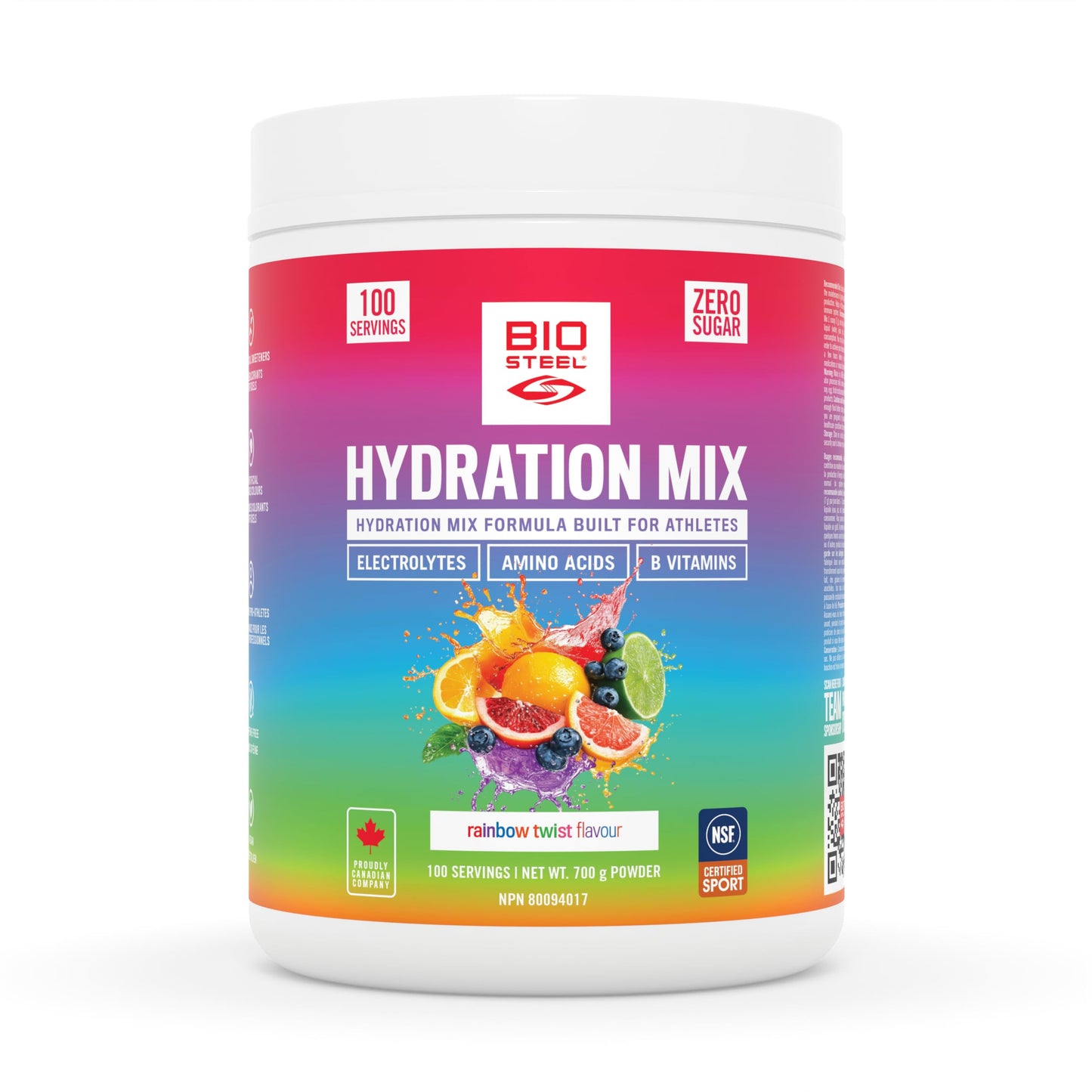 BioSteel Hydration Mix, Great Tasting Hydration with Zero Sugar, and No Artificial Flavours or Preservatives, Rainbow Twist Flavour, 100 Servings per Tub 🍁 All In One Marketplace Canada