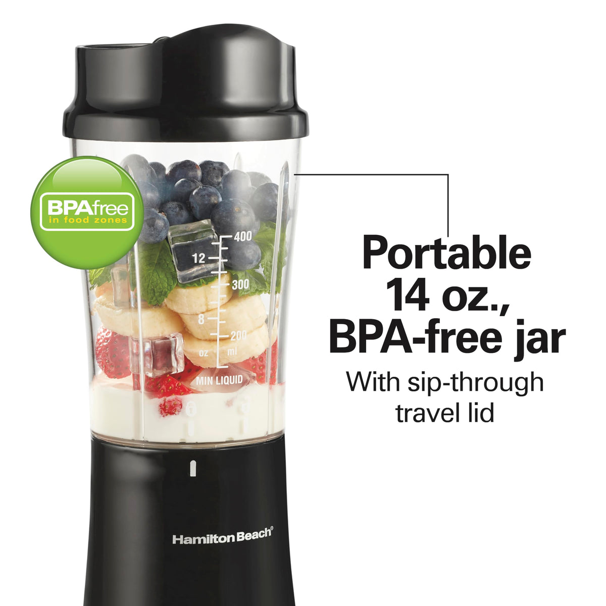 Hamilton Beach Personal Blender for Shakes and Smoothies with 14 Oz Travel Cup and Lid, Black (51101BC) 🍁 All In One Marketplace Canada