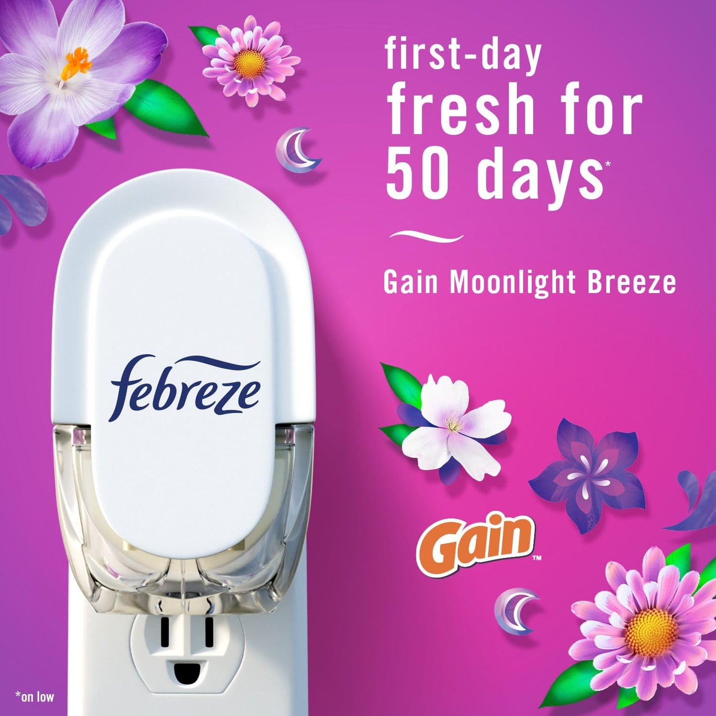Febreze Plug In Air Freshener, Odor-Fighting Scented Oil Refill, Home and Bathroom and Kitchen, Long Lasting for Strong Odors, Gain Moonlight Breeze & Gain Original Scents, Refills, 4 Count 🍁 All In One Marketplace Canada