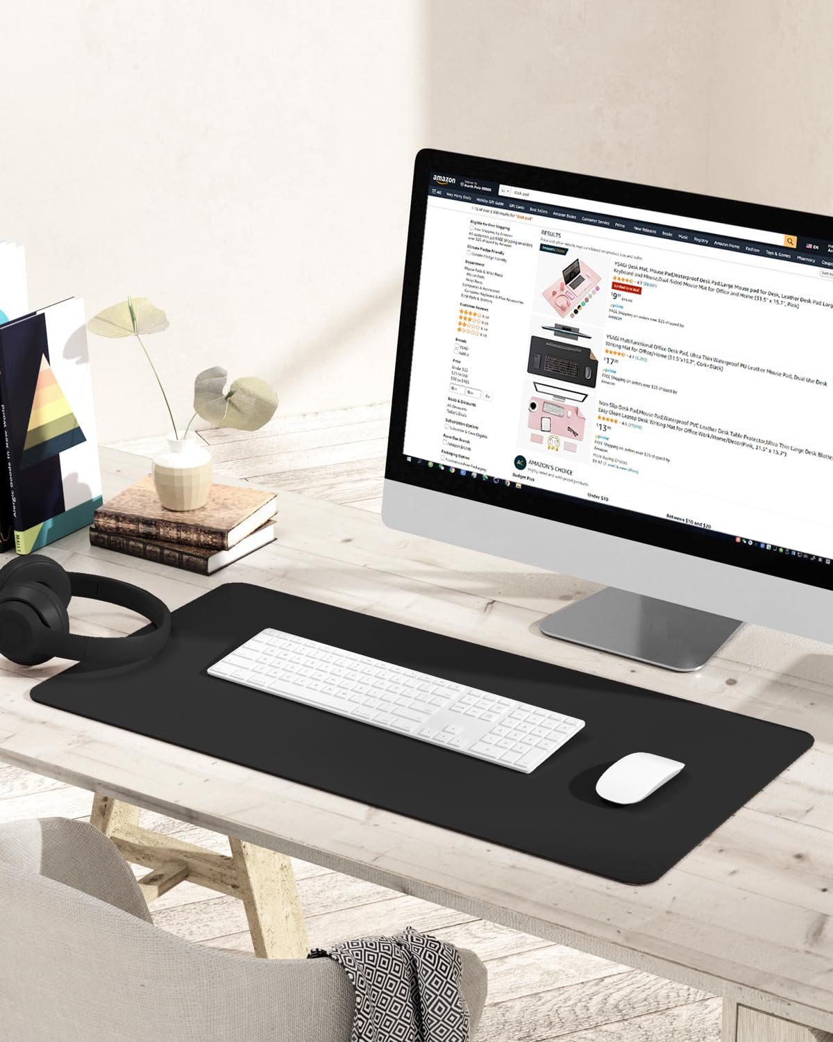 Non-Slip Desk Pad,Mouse Pad,Waterproof PVC Leather Desk Table Protector,Ultra Thin Large Desk Blotter, Easy Clean Laptop Desk Writing Mat for Office Work/Home/Decor(Black, 31.5" x 15.7") 🍁 All In One Marketplace Canada