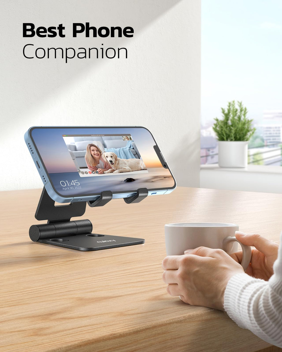 Nulaxy 2 Pack Dual Foldable Phone Stand for Desk, Fully Adjustable Desktop Cell Phone Holder Accessories for Office Kindle Compatible with 4-8" Mobile Devices iPhone Pro/Max/Plus, Black & Silver 🍁 All In One Marketplace Canada
