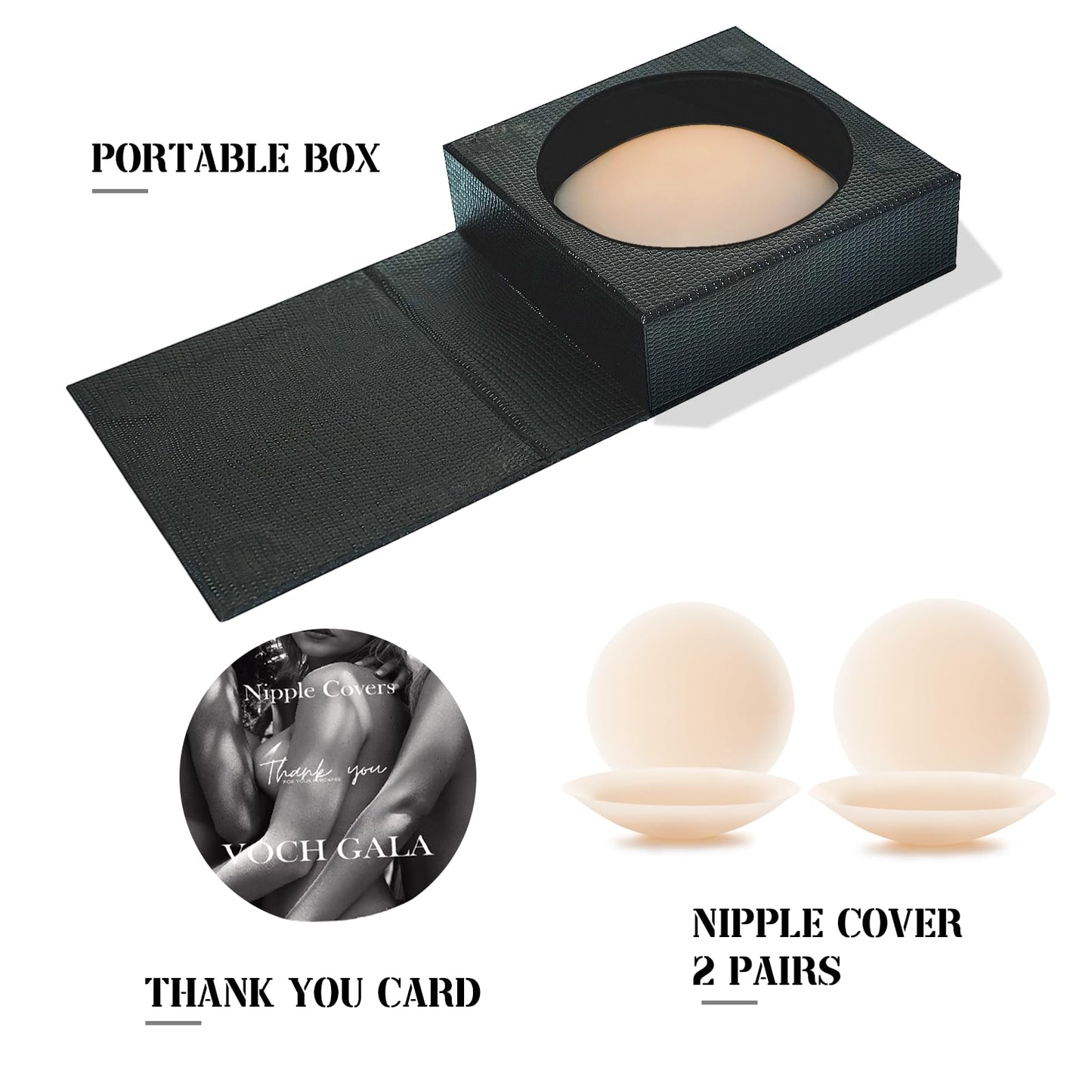 VOCH GALA Nipple Cover for Women 2 Pairs, Reusable Sticky Bra, Ultra Thin Nipple Pasties, Travel Essentials Crème 🍁 All In One Marketplace Canada