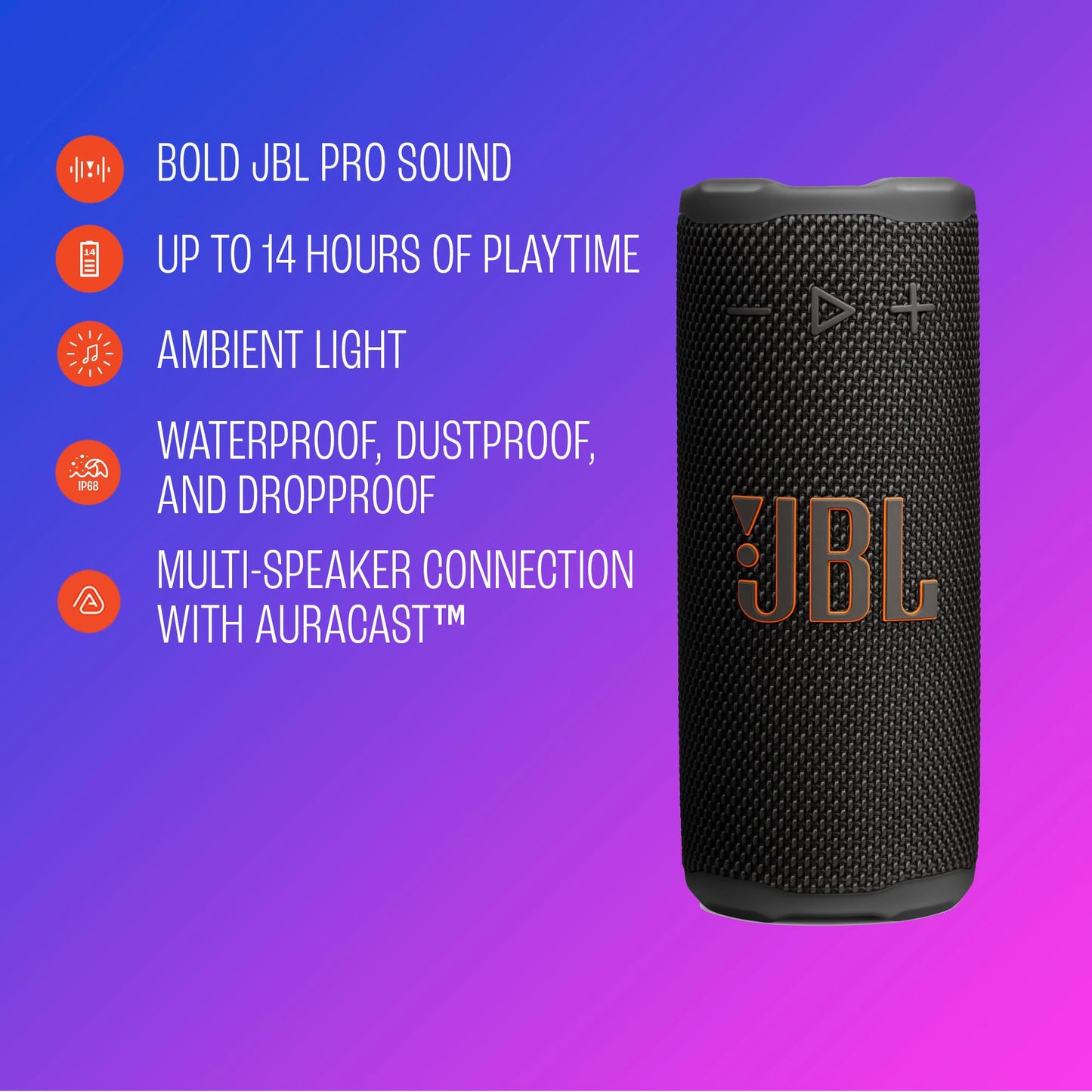 JBL Grip - Compact Bluetooth Speaker with Bold JBL Pro Sound and Ambient Light, up to 14 Hours of Playtime, Water, Dust and Drop-Proof (IP68), & Multi-Speaker Connection with Auracast (Black) 🍁 All In One Marketplace Canada