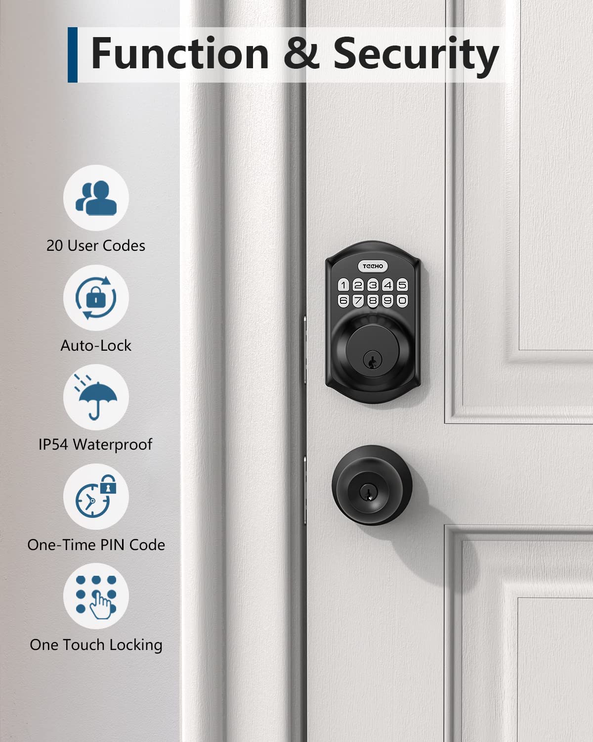 TEEHO TE001 Keyless Entry Door Lock with Keypad - Smart Deadbolt Lock for Front Door with 2 Keys - Auto Lock - Easy Installation - Matte Black 🍁 All In One Marketplace Canada