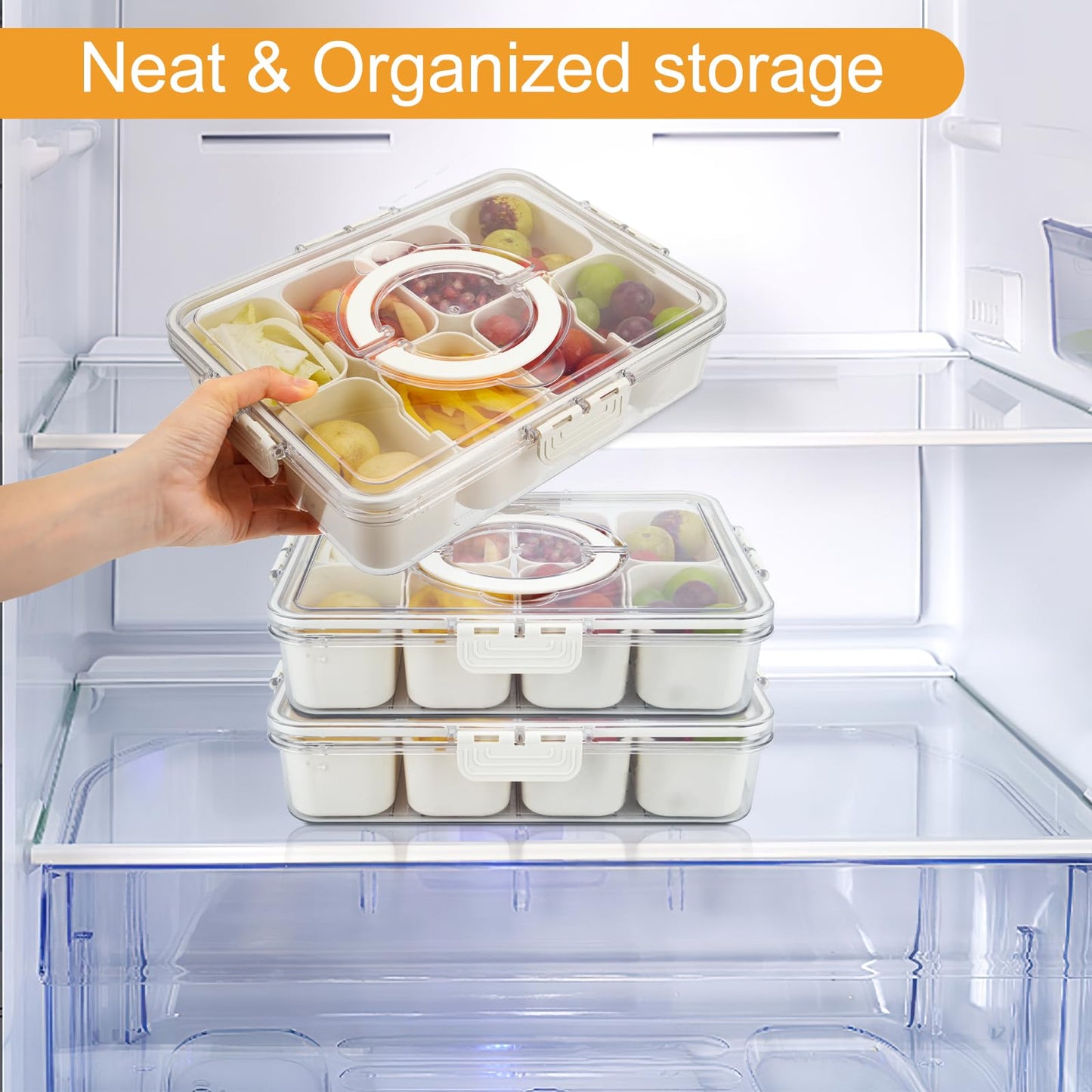 BETA SPACE Snack Box Containers, Divided Serving Tray with Lid, Veggie Tray Snackle Box Charcuterie Board with Lid,8 Inside Containers 🍁 All In One Marketplace Canada