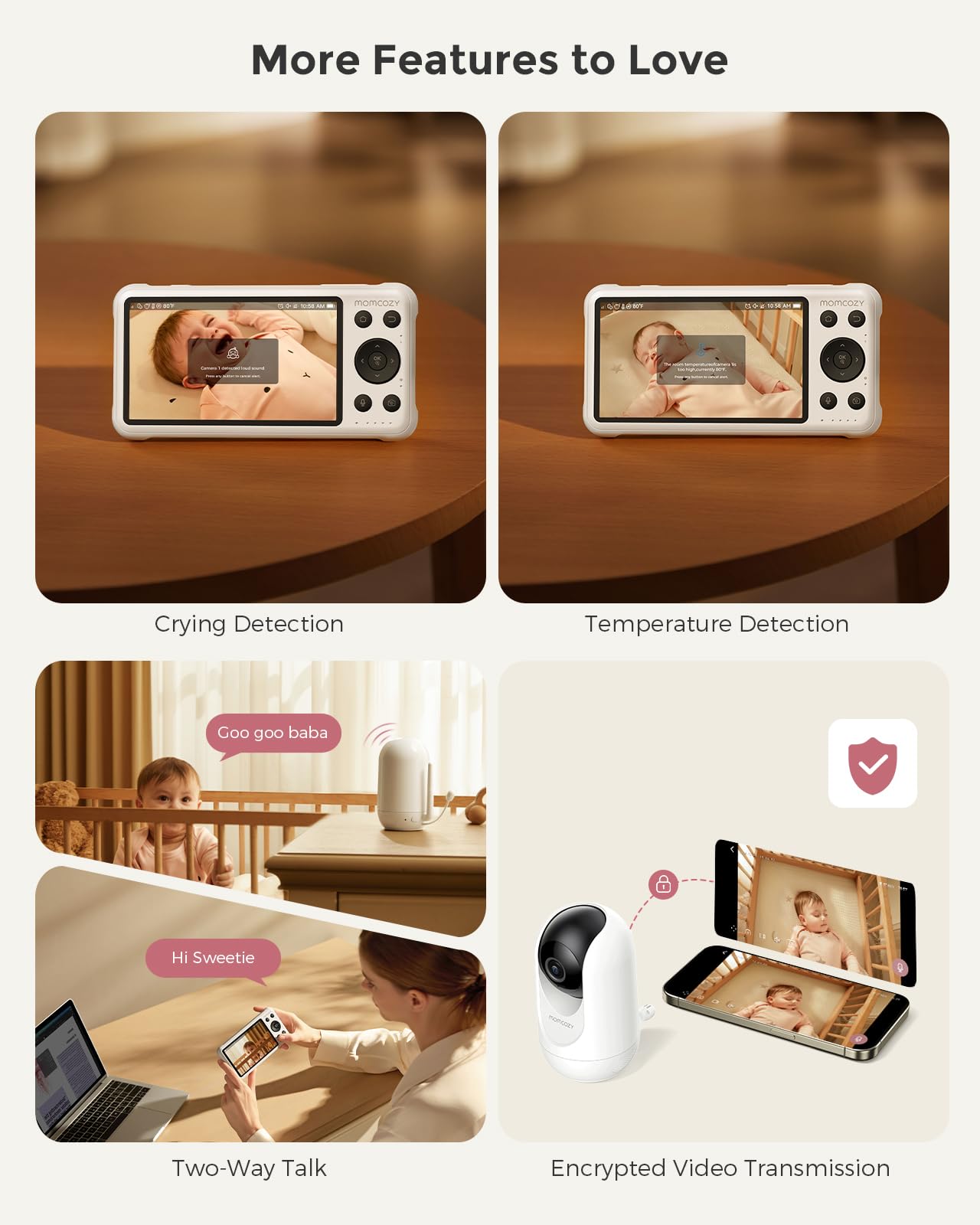 Momcozy Smart WiFi Baby Monitor with Camera and Audio, 5" 1080P Screen with Wall Mount, Motion & Cry Detection, Safe Fence,Clear Night Vision, 5000mAh Battery, 2-Way Talk, Photo & Video Recording,BM04 🍁 All In One Marketplace Canada