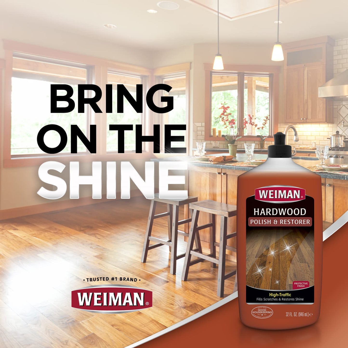 Weiman Wood Floor Polish and Restorer 32 Ounce (2 Pack) - High-Traffic Hardwood Floor, Natural Shine, Removes Scratches, Leaves Protective Layer 🍁 All In One Marketplace Canada