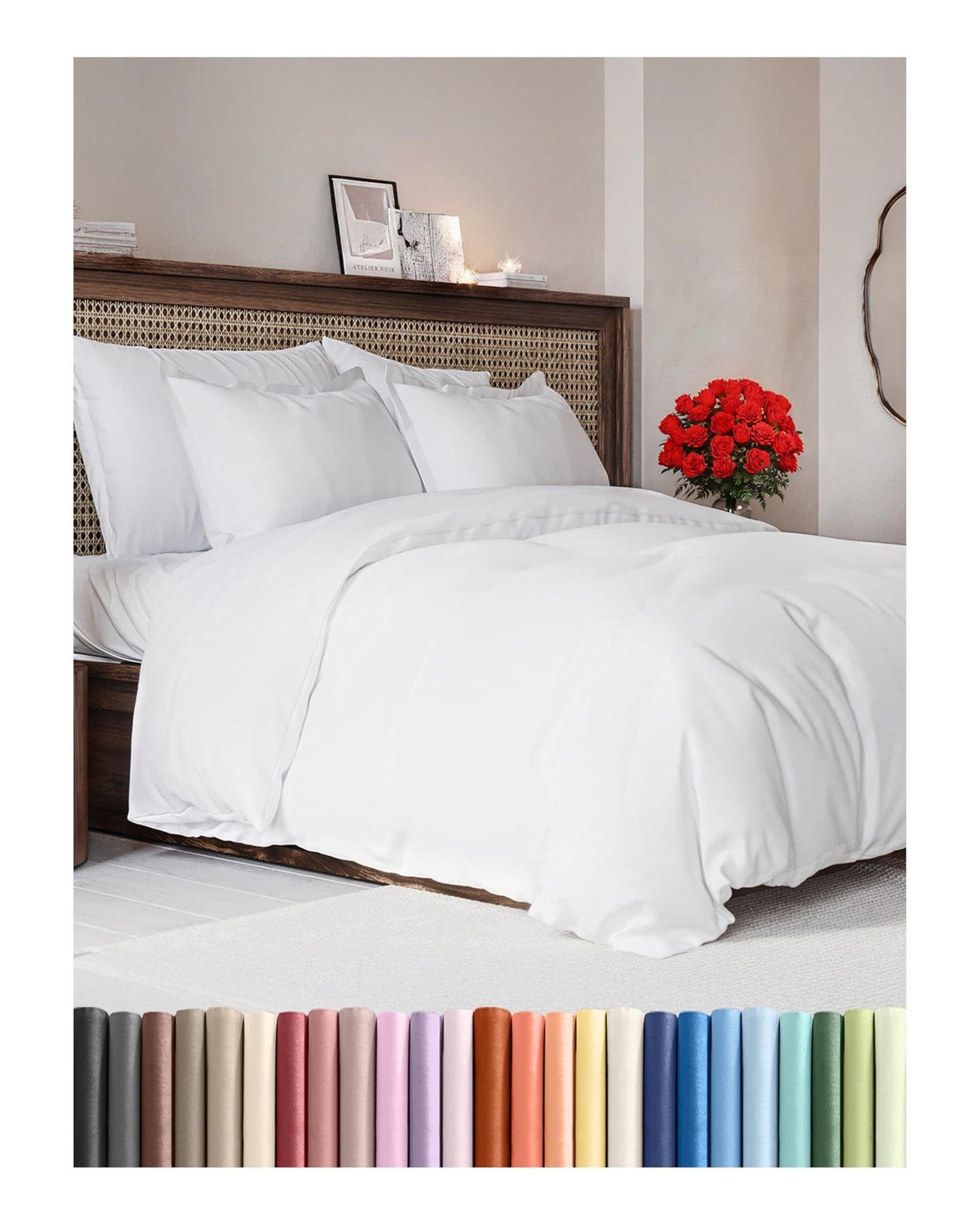 Duvet Cover King Size Set - Extra Soft King Size Duvet Cover 104 x 90 with 2 Pillow Shams - Hotel Luxury, Easy Care and Fade Free with Zipper Closures & Ties - Comfy, Breathable Bedding Set (White) 🍁 All In One Marketplace Canada