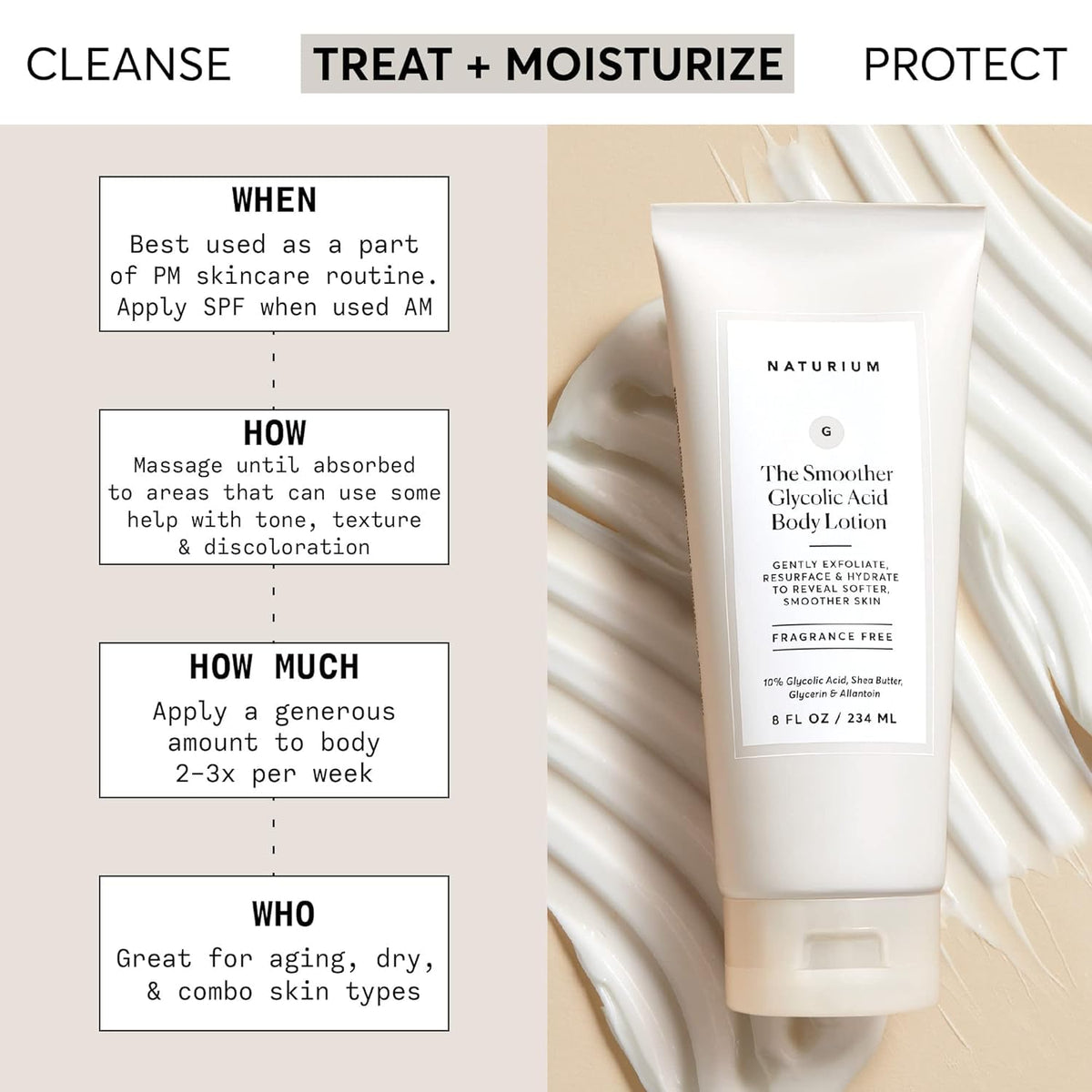 Naturium The Smoother Glycolic Body Lotion | Moisturizing & Exfoliating Cream, With AHA, For Rough and Dry Skin | 8 FL OZ / 234 ml 🍁 All In One Marketplace Canada