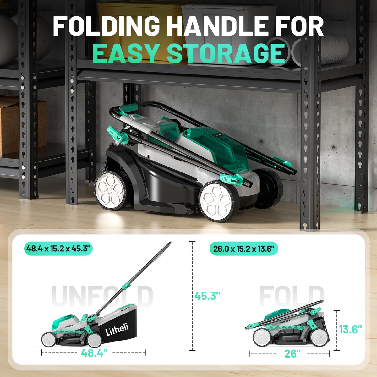 Litheli Cordless Lawn Mower 13 Inch, 5 Heights, 20V Battery Lawnmower for Garden, Yard and Farm, with Brushless Motor, 4.0Ah Battery & Charger Included 🍁 All In One Marketplace Canada