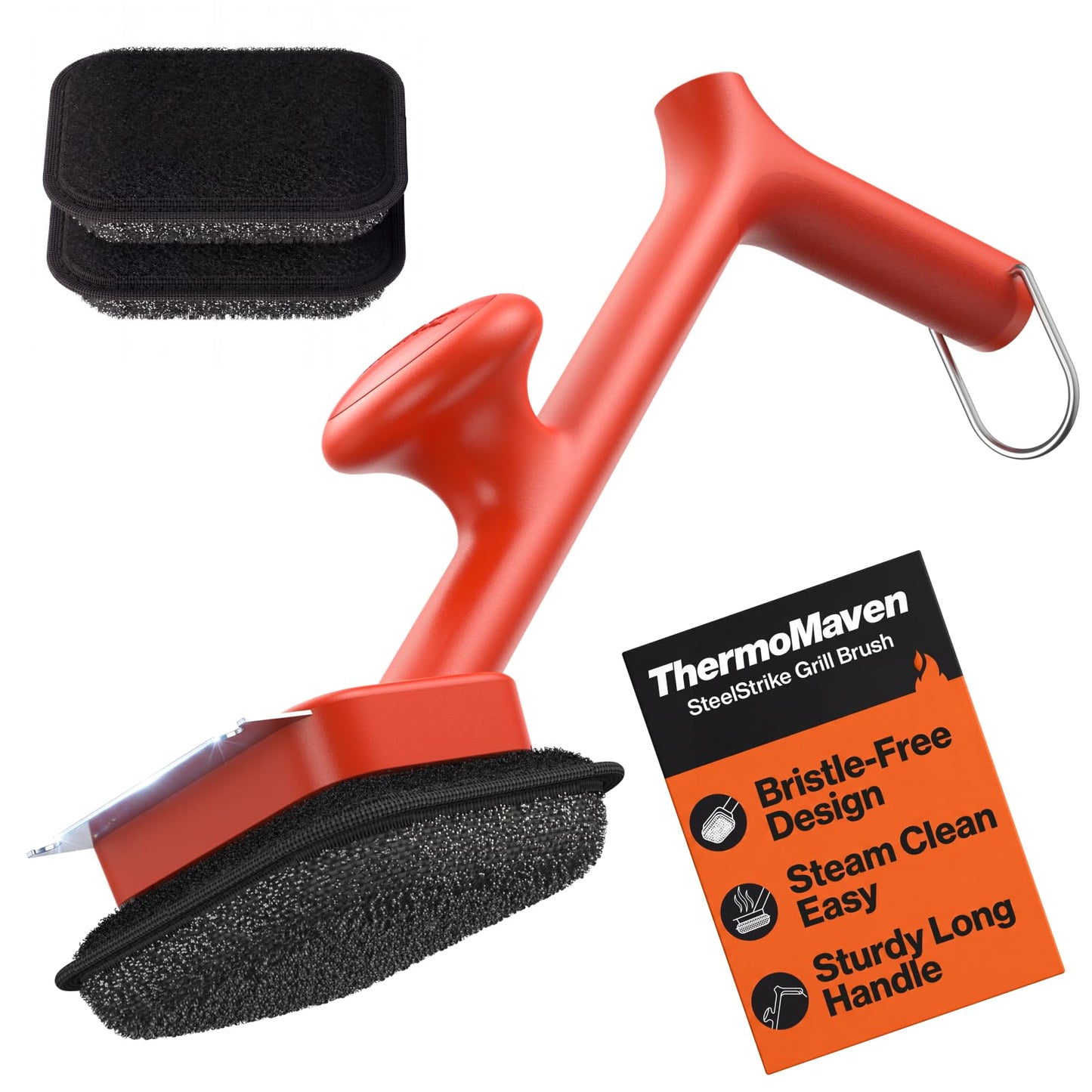 ThermoMaven BBQ Grill Brush Bristle Free - 17" Safe Steam Grill Cleaner Brush with Scraper and 3 Brush Heads for Porcelain/Gas/Charcoal Grill Outdoor Grill Barbecue Cleaner 🍁 All In One Marketplace Canada