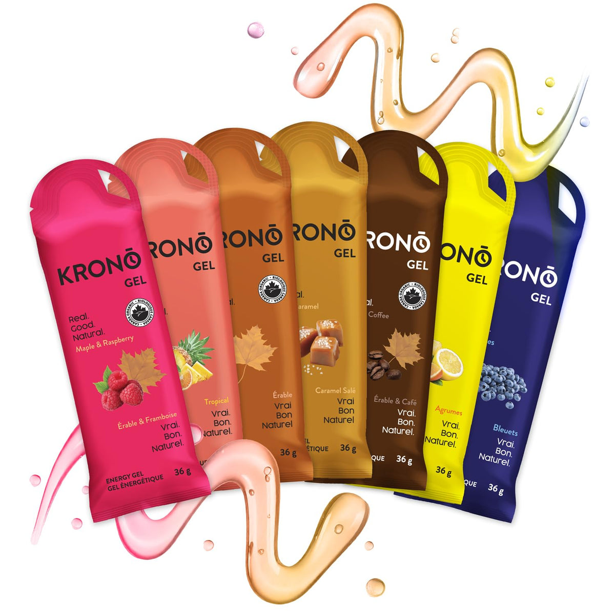 Krono Nutrition Energy Gels - Made with Natural Ingredients - Vegan - Gluten Free - 24 count (Variety Pack) 🍁 All In One Marketplace Canada