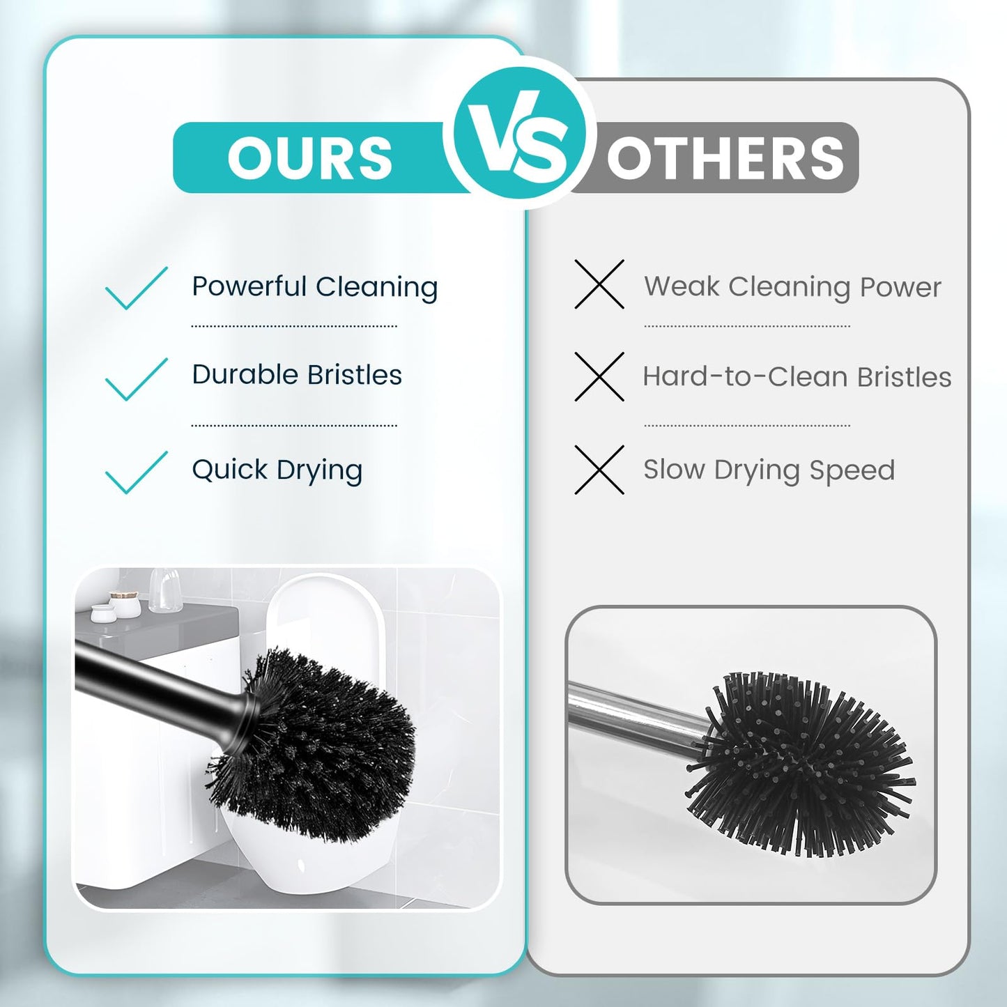 Toilet Brush Toilet Bowl Cleaner Brush and Holder with Dense Durable Scrubbing Bristles Black Toilet Scrubber for Bathroom Deep Cleaning 🍁 All In One Marketplace Canada