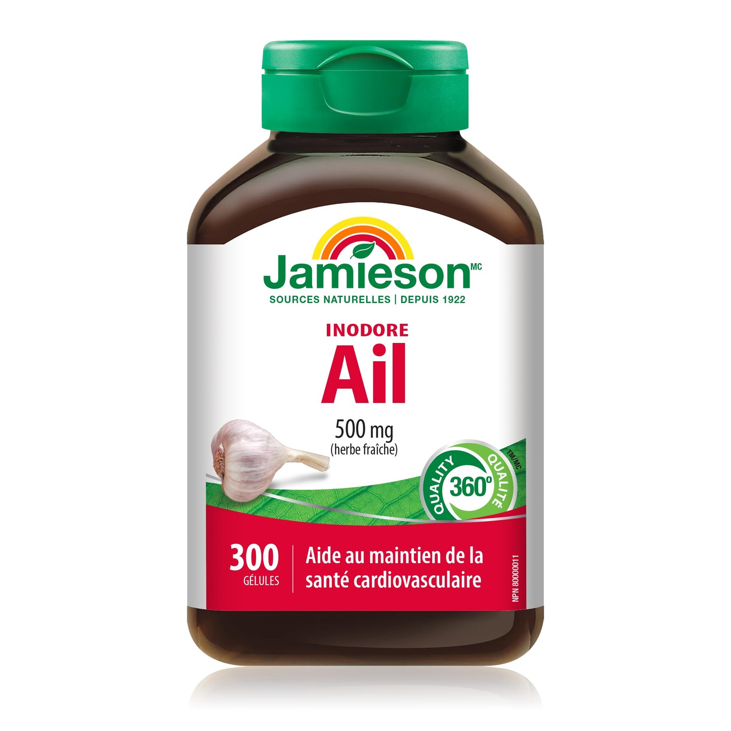 Jamieson Odourless Garlic 500 mg, Supports Heart Health, and Provides Immune Support. Non-GMO, Gluten-Free, 300 Softgels, Proudly Canadian 🍁 All In One Marketplace Canada