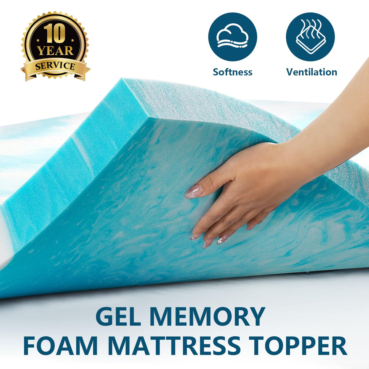 SakuraHome 2 Inch Memory Foam Mattress Topper, Soft Gel Infused Mattress Pad, Bed Topper, CertiPUR-US Certified, Queen Size 🍁 All In One Marketplace Canada
