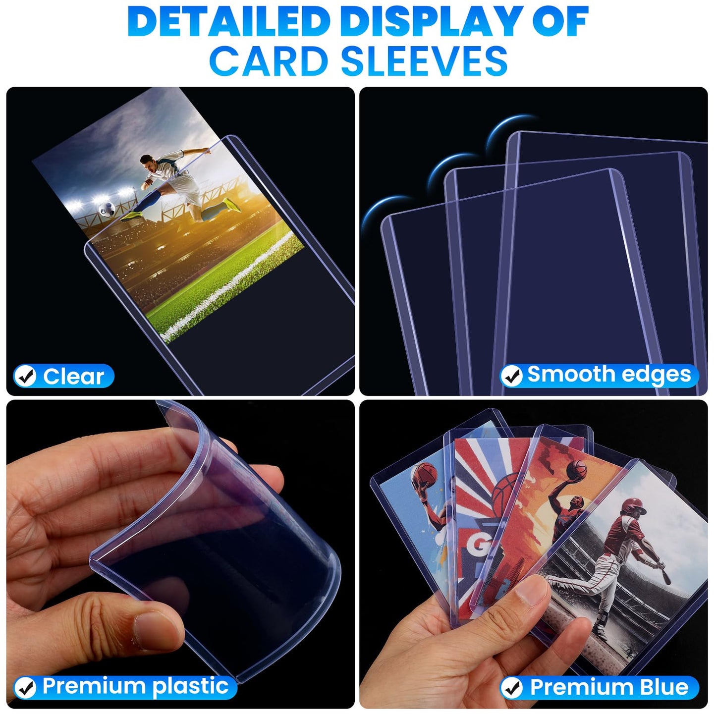 ZENOWICK 200 Packs Card Sleeves Hard, Top Loaders for Cards 3" x 4" Card Protectors Plastic, Card Top Loaders Fit for Hockey, Baseball, Football Cards (100 Hard + 100 Soft Sleeves) 🍁 All In One Marketplace Canada