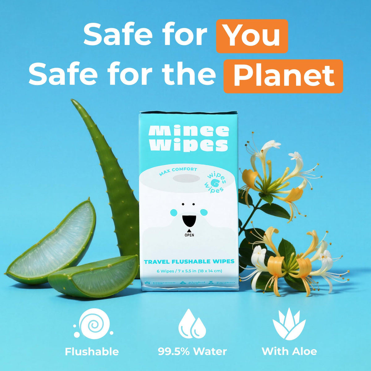 Impossibly Compact Travel Flushable Wipes - 99.5% Water and Aloe - Safe for Sensitive Skin, Hypoallergenic & Unscented - Travel Essentials for Adults, Kids & Baby Care (48 Wipes (8 Packs)) 🍁 All In One Marketplace Canada