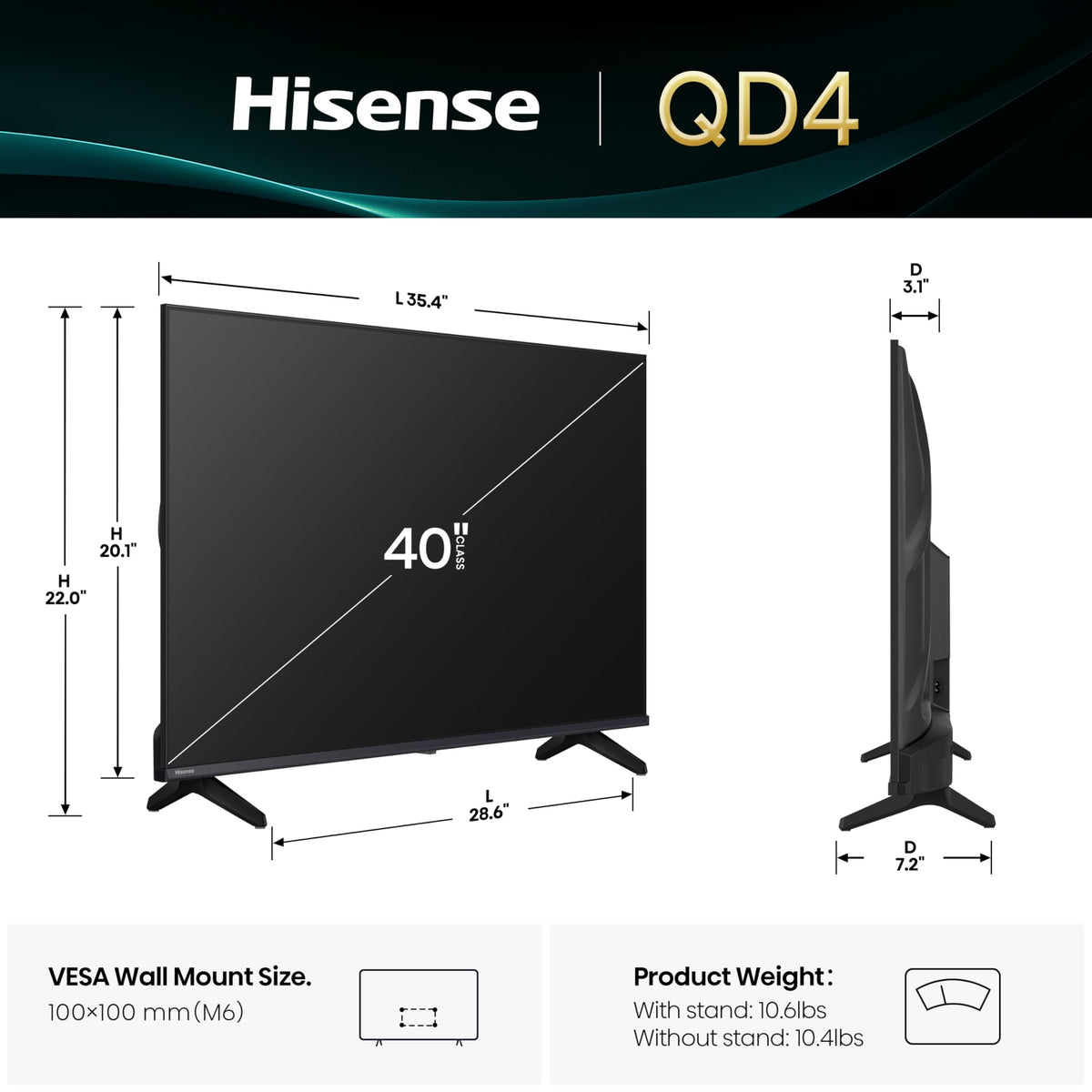 Hisense 40QD4SF - 40" Hi-QLED HD Smart Fire TV, Hi-QLED Color, Dolby Audio, Compatible with Alexa, Full Array LED, Slim Bezel Design (2026 Model) 🍁 All In One Marketplace Canada