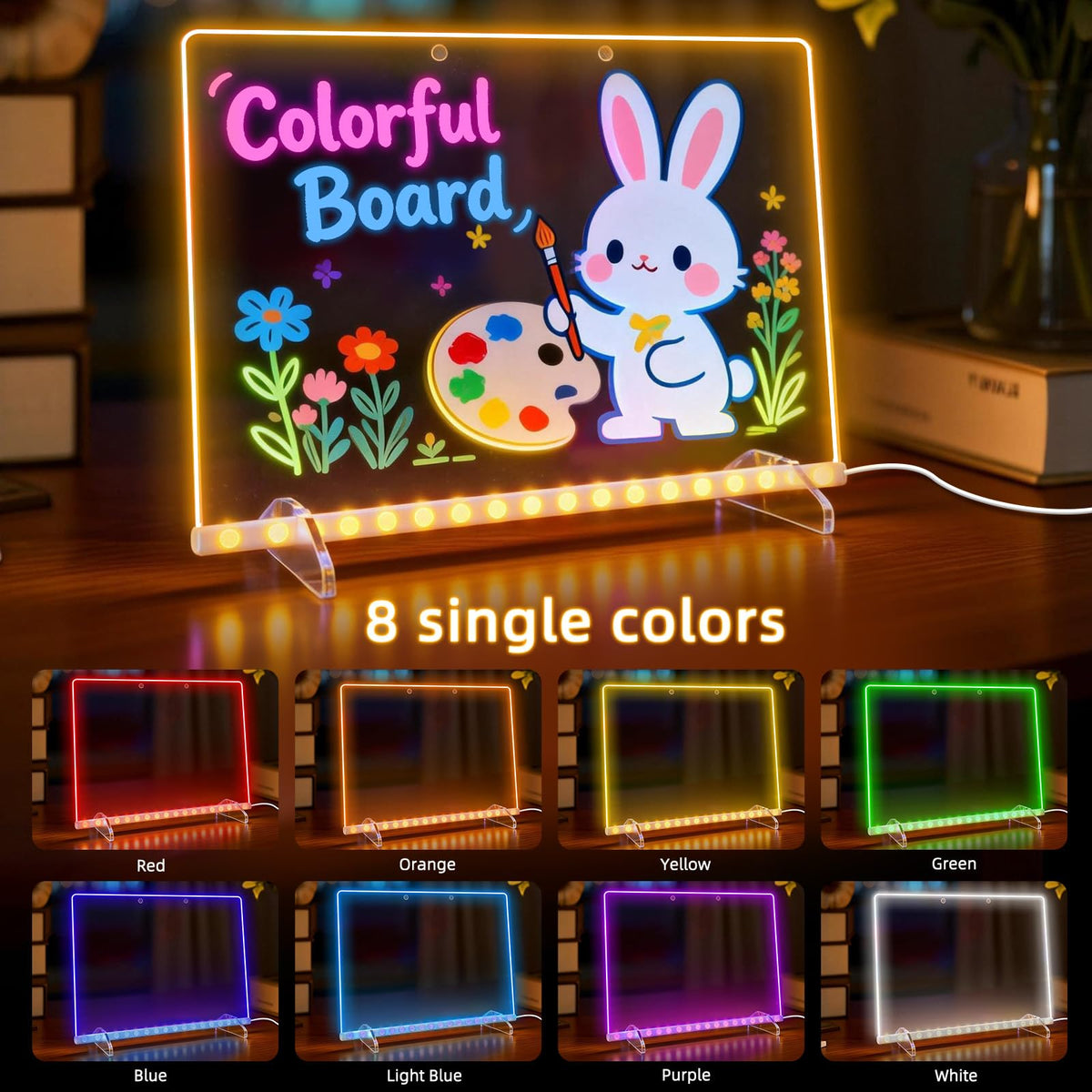 13.7x10 LumiBoard LED Drawing Board for Kids with 13 Light Effect,Acrylic Dry Erase Board Doodle Glow Board for Kids,Glow Art Drawing Gift for Girls Teens(7 Markers+Adaper 🍁 All In One Marketplace Canada