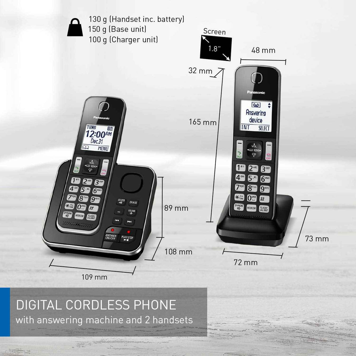 Panasonic DECT 6.0 Expandable Cordless Phone with Answering Machine and Call Block - 2 Cordless Handsets - KX-TGD392CB (Black) 🍁 All In One Marketplace Canada