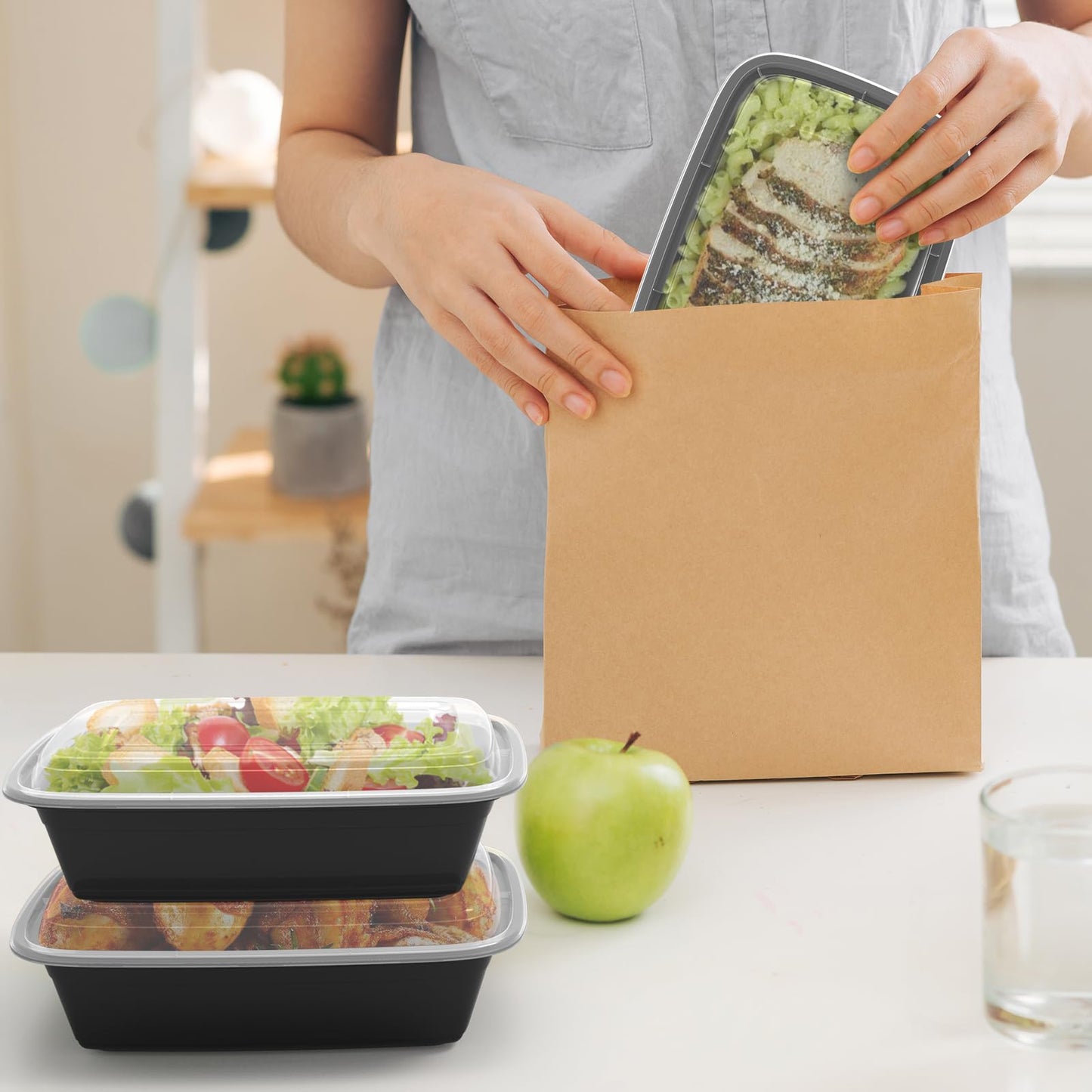 Meal Prep Containers Reusable 38oz - Food Containers with Lids 50 Pack, Disposable to Go Containers, Leakproof Food Prep Containers, Stackable, Takeout, BPA-Free, Microwave/Freezer Safe 🍁 All In One Marketplace Canada