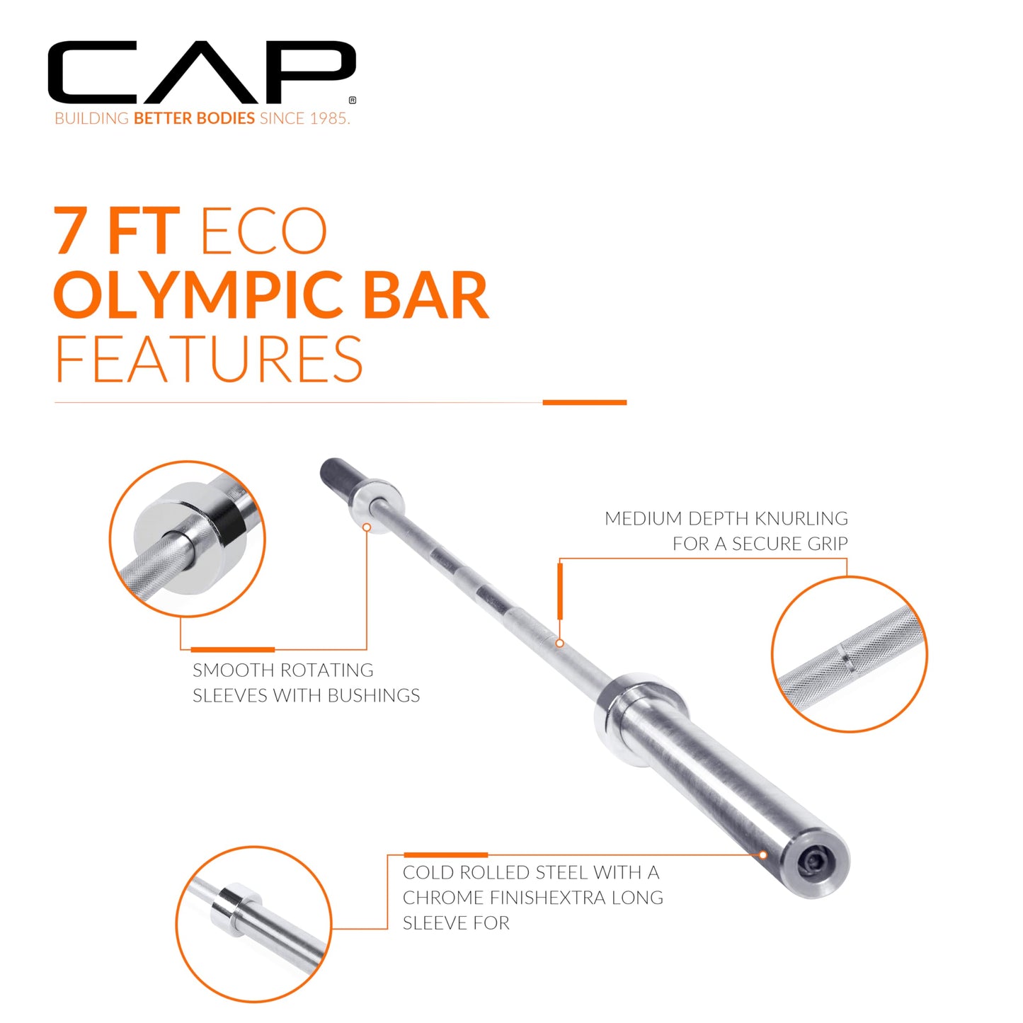 CAP Barbell Classic 7-Foot Olympic Bar, Chrome 🍁 All In One Marketplace Canada
