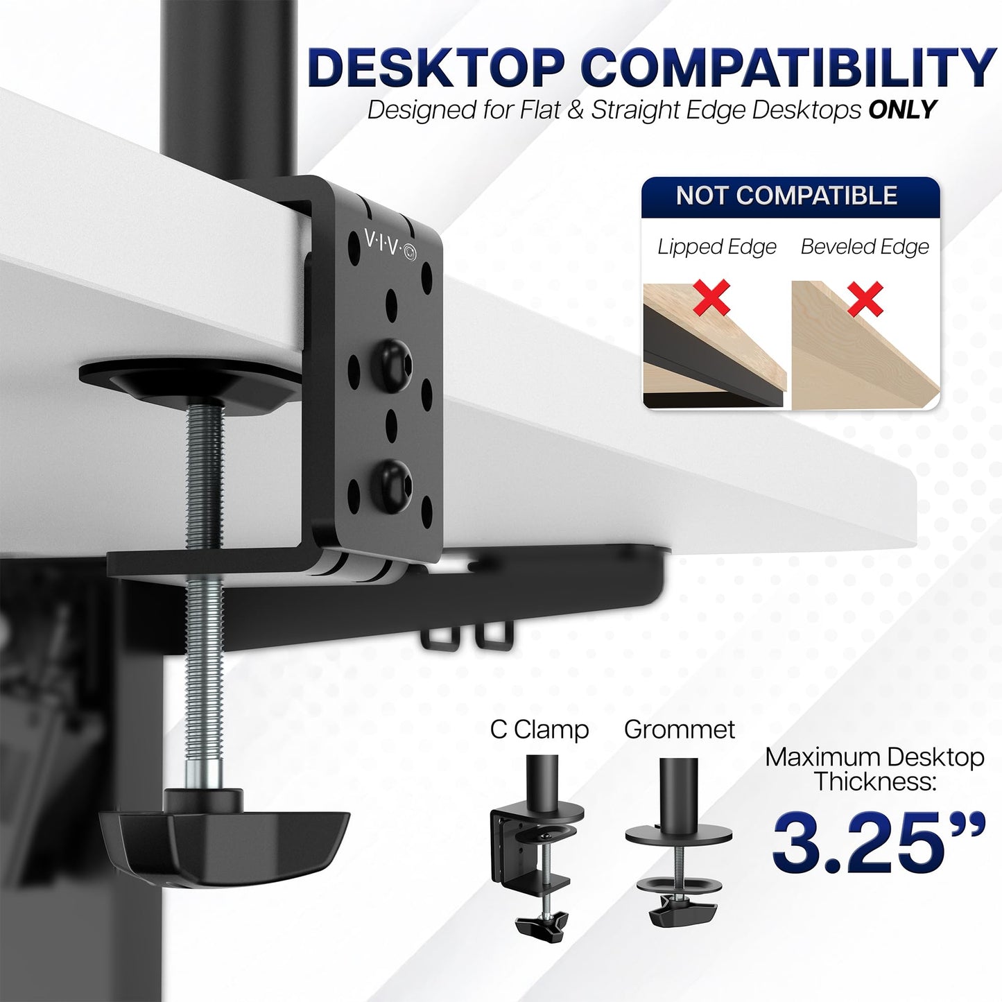 VIVO Dual Monitor Desk Mount, Holds 2 Computer Screens up to 30 inches and 22lbs Each, Heavy Duty Fully Adjustable Steel Stand with C-Clamp and Grommet, Black, STAND-V002 🍁 All In One Marketplace Canada