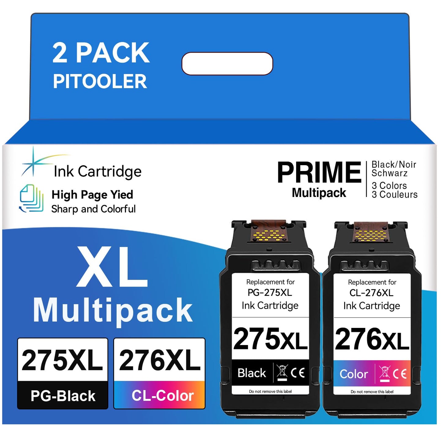PG-275 XL/CL-276 XL High Yield Compatible for Canon 275 276 XL Ink Cartridges Replacement for Canon Printer Ink 275 276 Compatible for Canon Pixma TS3720 TR4720 TR4700 TR4723 TR4722 TS3500 Printer 🍁 All In One Marketplace Canada