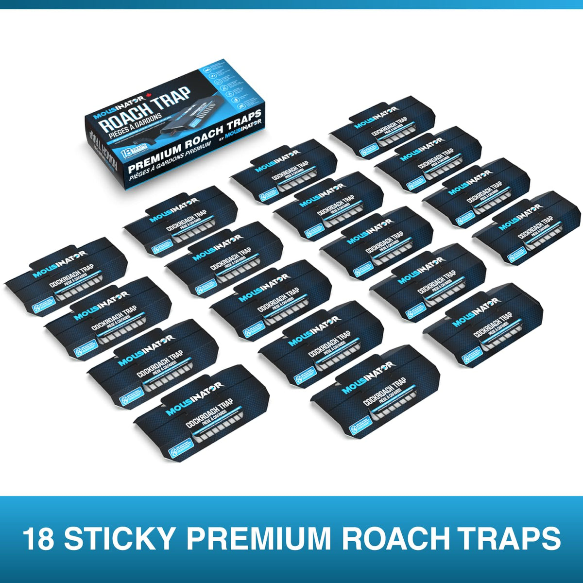 MOUSINATOR Cockroach Traps, 18-Pack, Larger and Multi-Entry Design with Extra-Strong Adhesive, Sticky Glue Cockroach Trap for Indoor Use, Family-Safe, Easy and Ready-to-Use 🍁 All In One Marketplace Canada