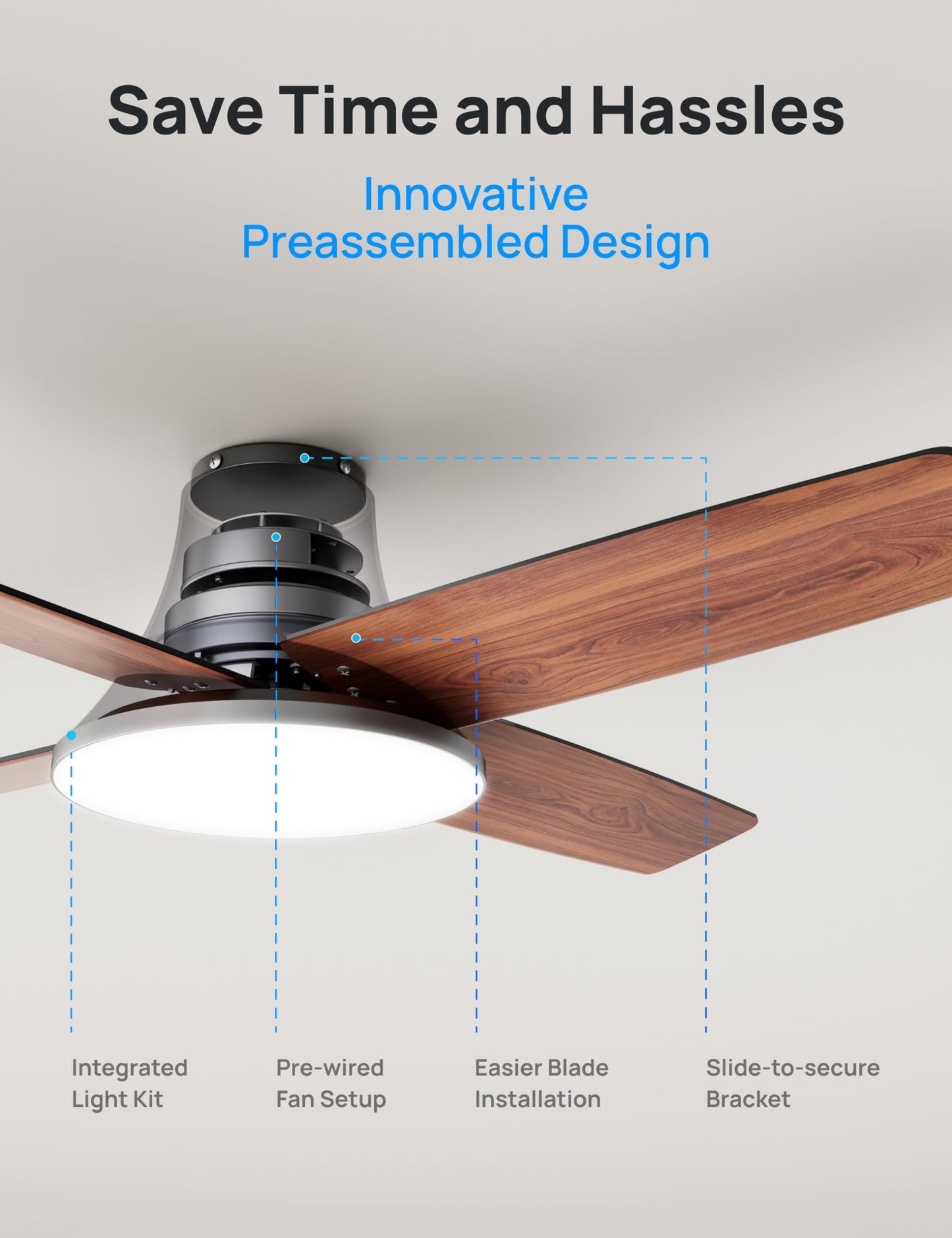 Dreo Ceiling Fans with Lights, 12 Speeds & 3 Fan Modes, Quiet DC Motor, Low Profile Easy to Install, Flush Mount Smart Ceiling Fan with Dimmable LED, 12H Timer for Bedroom, Remote, Black, 44'' 🍁 All In One Marketplace Canada