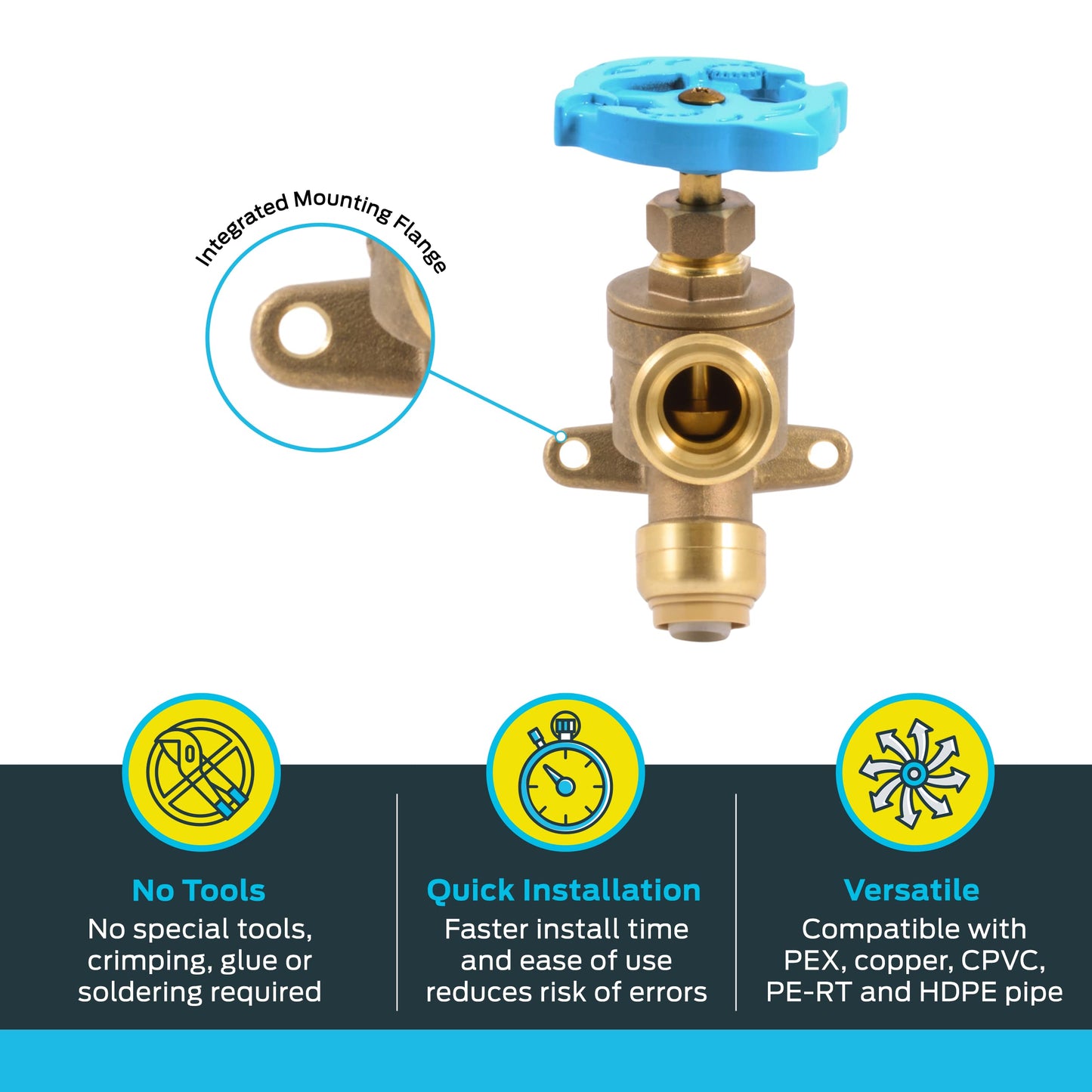 SharkBite 1/2 Inch x 3/4 Inch MHT Garden Valve, Multi Turn, Push to Connect Brass Plumbing Fitting, PEX Pipe, Copper, CPVC, PE-RT, HDPE, 24622LF 🍁 All In One Marketplace Canada