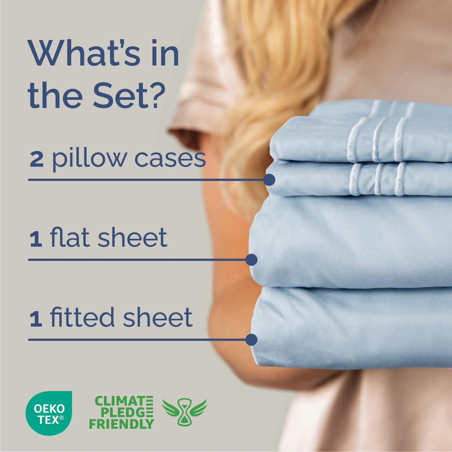 Queen Size 4 Piece Sheet Set - Comfy Breathable & Cooling Sheets - Hotel Luxury Bed Sheets for Women & Men - Deep Pockets, Easy-Fit, Extra Soft & Wrinkle Free Sheets - Sky Blue Oeko-Tex Bed Sheet Set 🍁 All In One Marketplace Canada