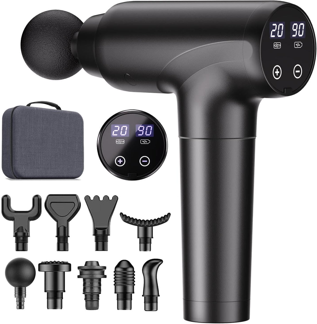 cotsoco Massage Gun Deep Tissue, Muscle Massage Gun with 9 Attachment Heads 20 Speeds & Silent Brushless Motor Cordless, Handheld Percussion Back Massager Gun for Athletes, Mothers Day Gifts for Mom Dad Women Men (Black) 🍁 All In One Marketplace Canada