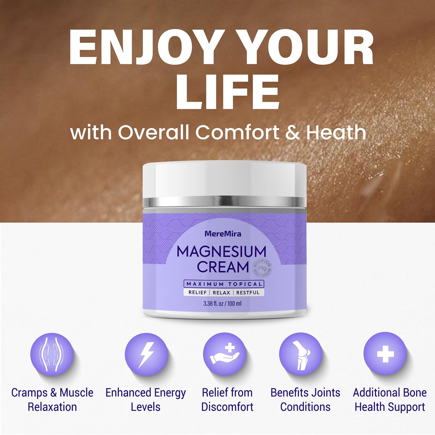 Magnesium Cream for Sleep & Muscle Relief: Topical Night Calming & Deep Relaxation - Restless Cramps Leg & Joint Care Lotion - Lavender 3.38 Fl. Oz. 🍁 All In One Marketplace Canada