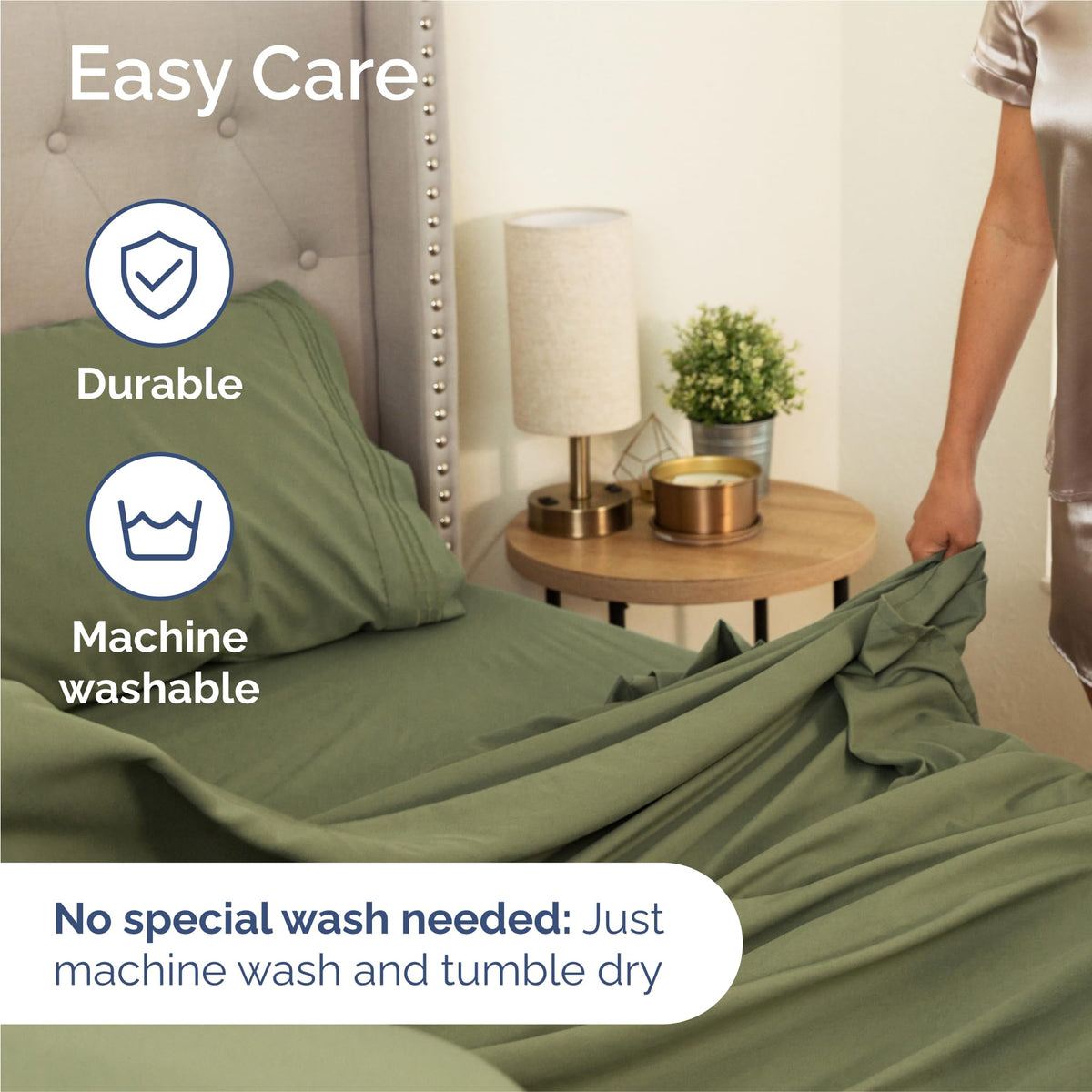 King Size 4 Piece Sheet Set - Comfy Breathable & Cooling Sheets - Hotel Luxury Bed Sheets for Women & Men - Deep Pockets, Easy-Fit, Soft & Wrinkle Free Sheets - Sage Green Oeko-Tex Bed Sheet Set 🍁 All In One Marketplace Canada