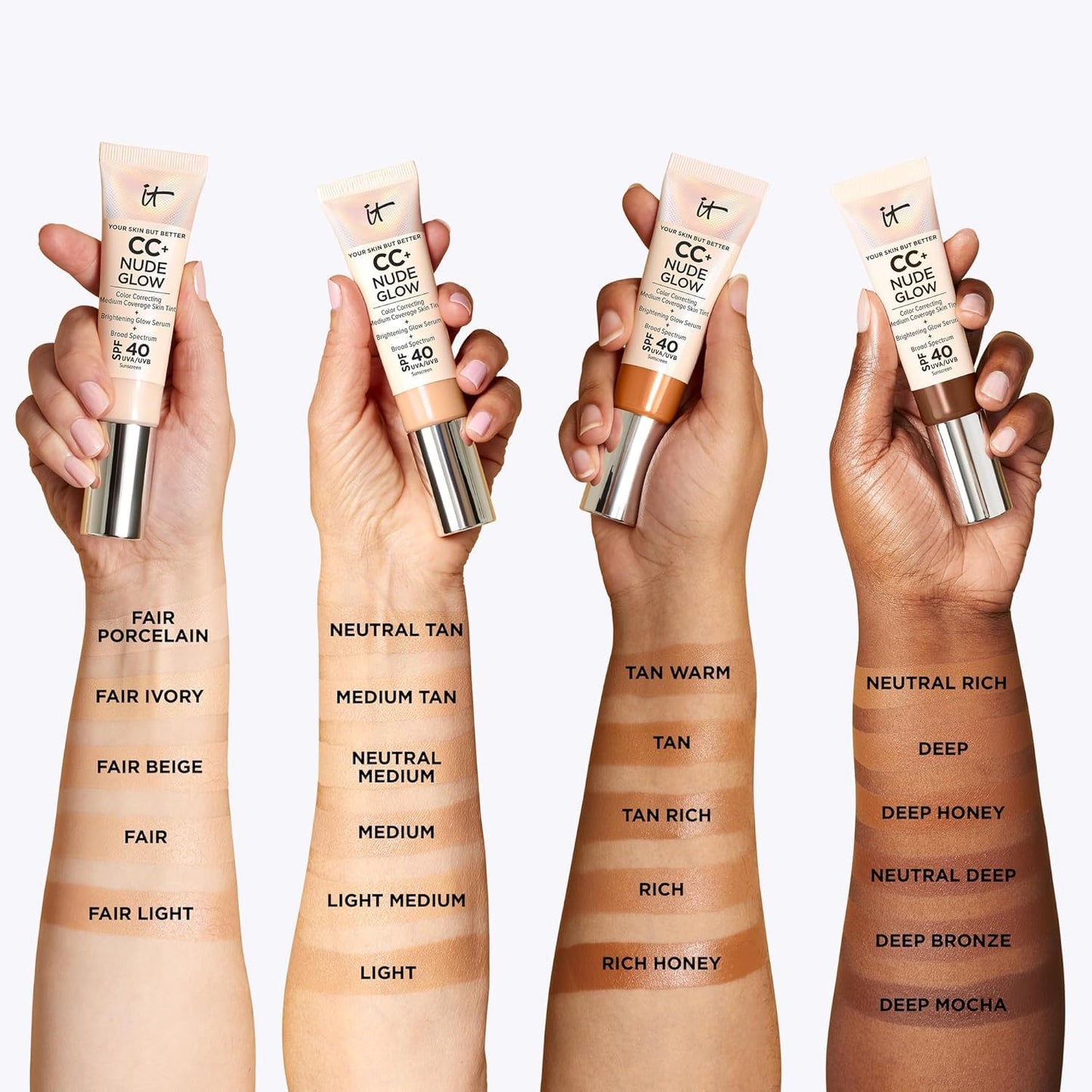 IT Cosmetics CC+ Nude Glow Lightweight Foundation + Glow Serum with SPF 40 - With Niacinamide, Hyaluronic Acid & Green Tea Extract - Fair Light - 1.08 fl oz 🍁 All In One Marketplace Canada