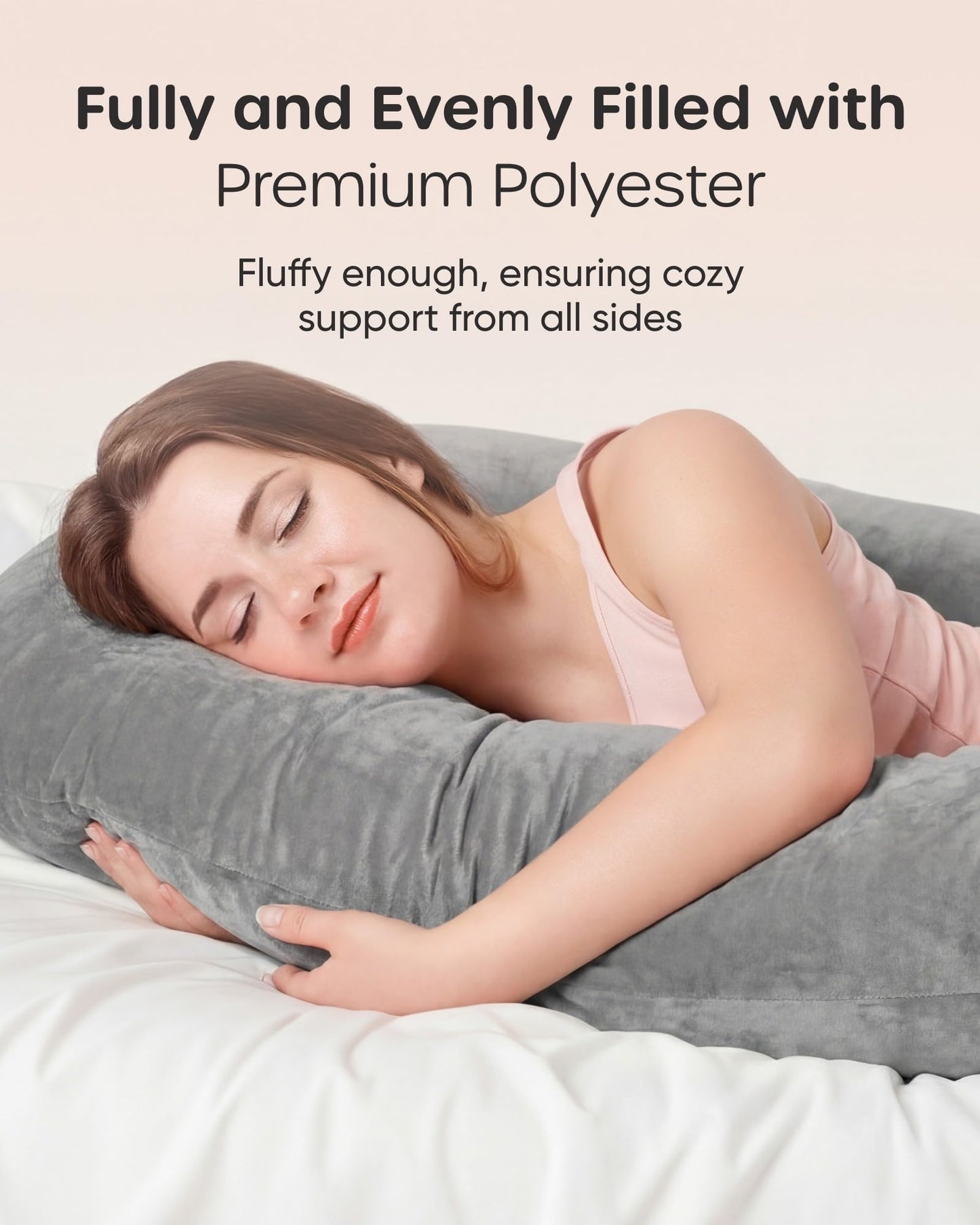 Nuliie Pregnancy Pillow for Sleeping, U Shaped Full Body Pillow Pregnancy Pillows, Maternity Pillow Support for Back, HIPS, Legs for Pregnant Women, with Washable Velvet Cover (Grey) 🍁 All In One Marketplace Canada