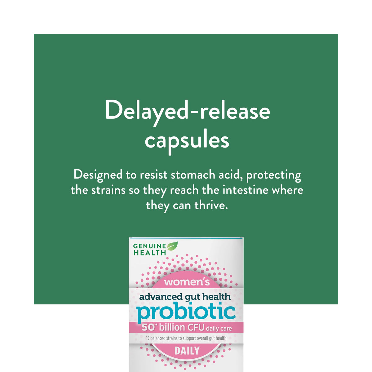 Genuine Health Advanced Gut Health Probiotic Women's Daily 50 Billion CFU - Healthy Digestion & Gut Flora Support - Women’s Probiotic - Vegan, Gluten-Free & Non-GMO - 30 Capsules (30 Servings) 🍁 All In One Marketplace Canada