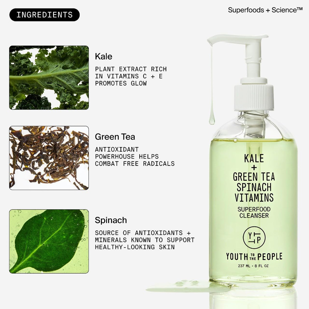 YTTP Superfood Travel Size Face Cleanser - Daily Face Wash, Pore Minimizer + Makeup Remover - Lightweight & Hydrating Gel to Foaming Face Wash for Glowing Skin - Vegan Skin Care for Men & Women (2oz) 🍁 All In One Marketplace Canada