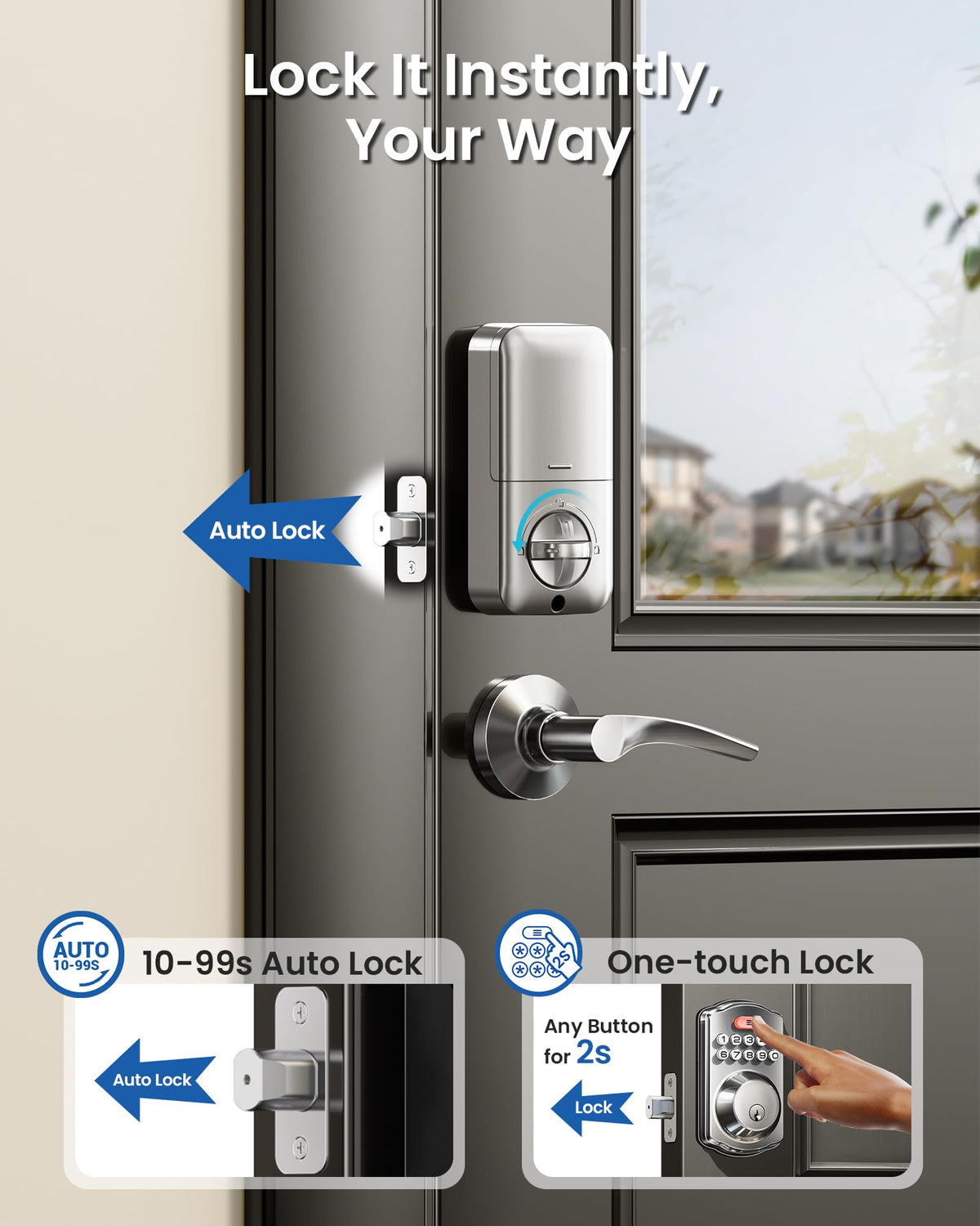 Veise Keyless Entry Door Lock with 2 Lever Handles - Electronic Keypad Deadbolt, Easy Installation Digital Smart Front Door Lock Set, Satin Nickel 🍁 All In One Marketplace Canada