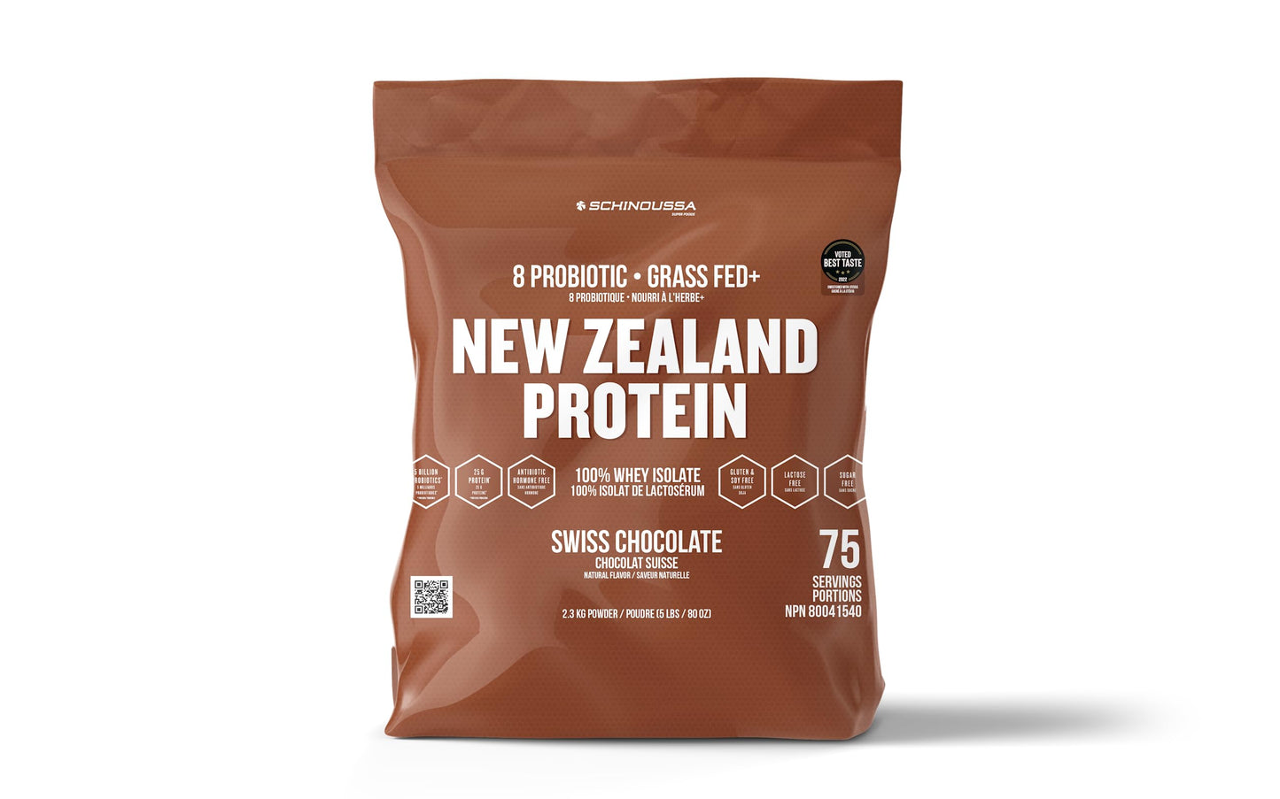 Schinoussa Super Foods New Zealand Whey Protein Isolate| 25g Protein| 0g Of Sugar| 1g Of Carbs (Swiss Chocolate, 2.3 kg (Pack of 1)) 🍁 All In One Marketplace Canada