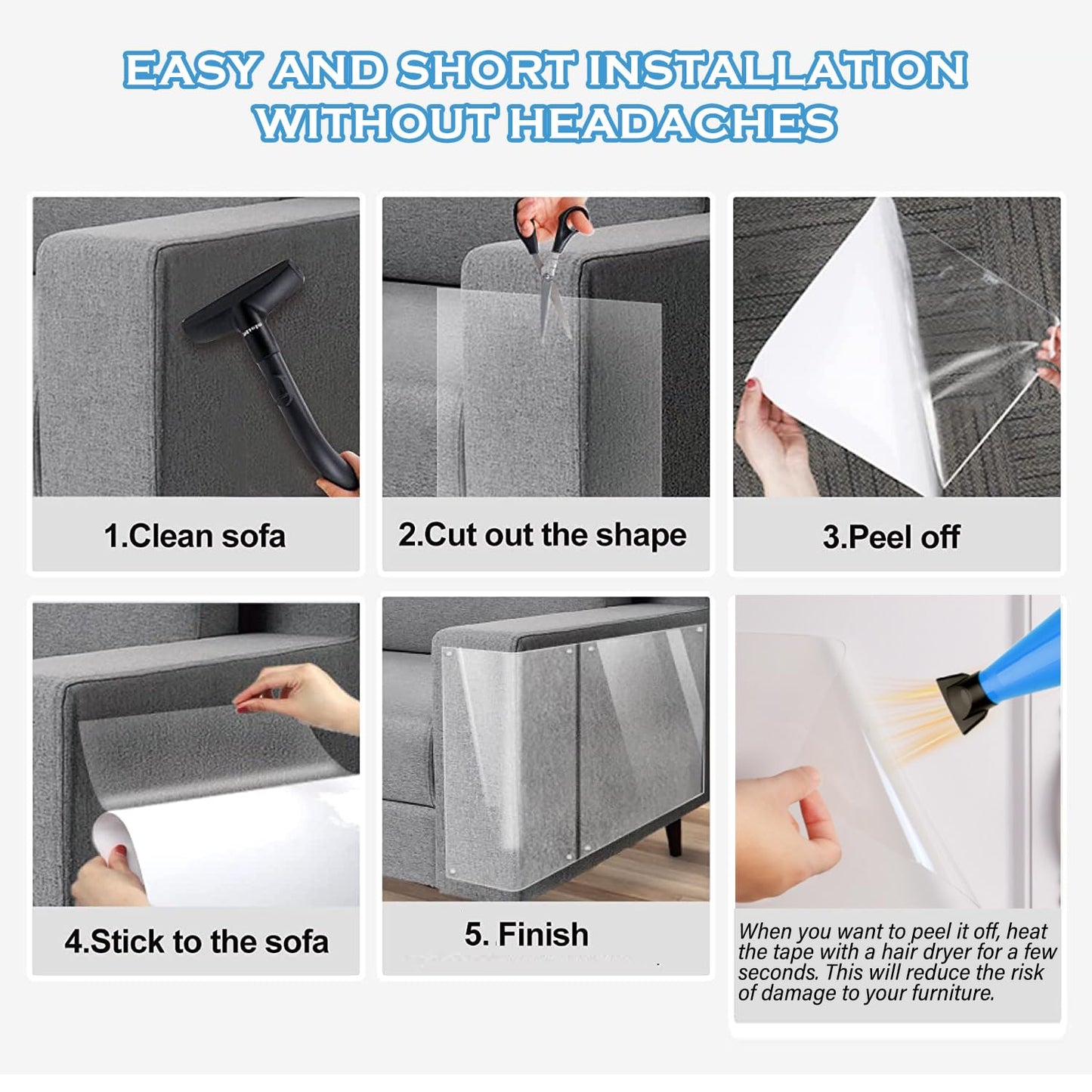 Cat Scratch Protector 15.7" x 118" Self-Adhesive Single Side Furniture Protectors from Cats Scratch Cat Couch Scratch Protector Transparent DIY Cutting Anti Scratch Furniture 🍁 All In One Marketplace Canada