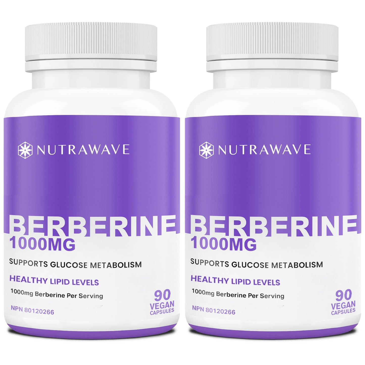 Nutrawave PURE Berberine MAXIMUM POTENCY 1000mg per Serving (2 capsules 500mg each) Supports Blood Sugar Levels, Healthy Lipid (Fat) and Glucose Metabolism. Non-GMO, Vegan, Gluten Free. 90 Easy to Swallow Capsules- 2 pack 🍁 All In One Marketplace Canada