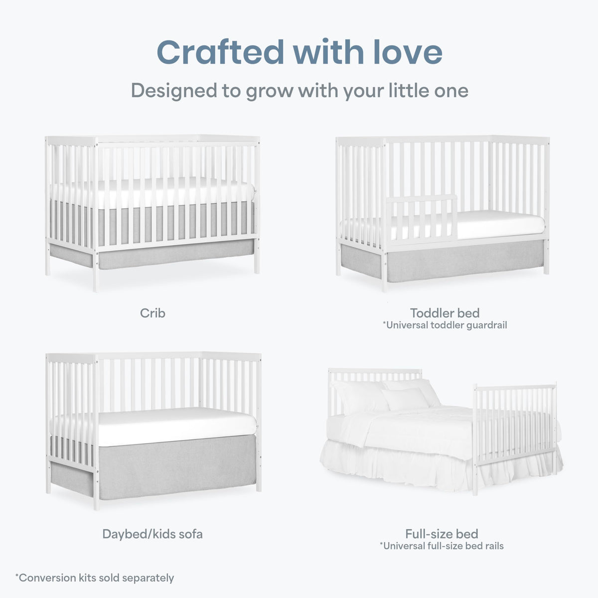 Dream On Me Synergy 5-in-1 Convertible Crib in White, Greenguard Gold Certified, BSA Certified, 3 Mattress Height Settings, Classic Nursery Furniture 🍁 All In One Marketplace Canada