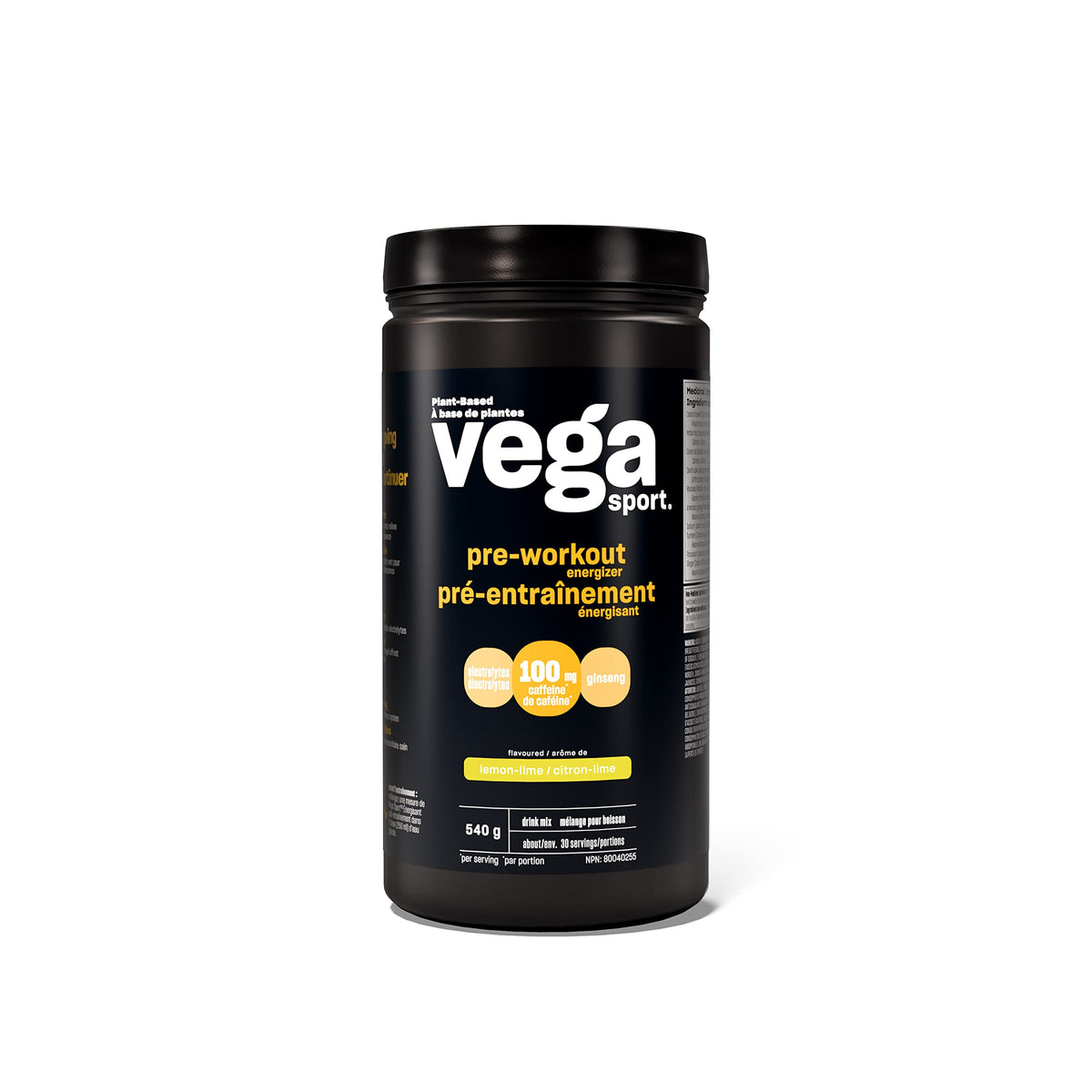 Vega Sport Pre-Workout Energizer, Lemon Lime (30 Servings) Vegan Preworkout Energy Powder, Gluten Free, 100mg Caffeine, Non GMO, 550g (Packaging May Vary) 🍁 All In One Marketplace Canada
