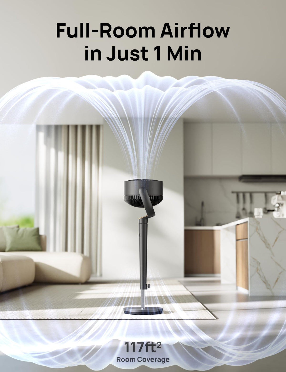 Dreo Fan for Bedroom, 120° Oscillating Standing Fans, Quiet Floor Fan with DC Motor, 100ft Pedestal Fans for Room, 9 Speeds, 4 modes, 20dB, 120° Manual Vertical, 37-42" Adjustable Height, 9H Timer 🍁 All In One Marketplace Canada