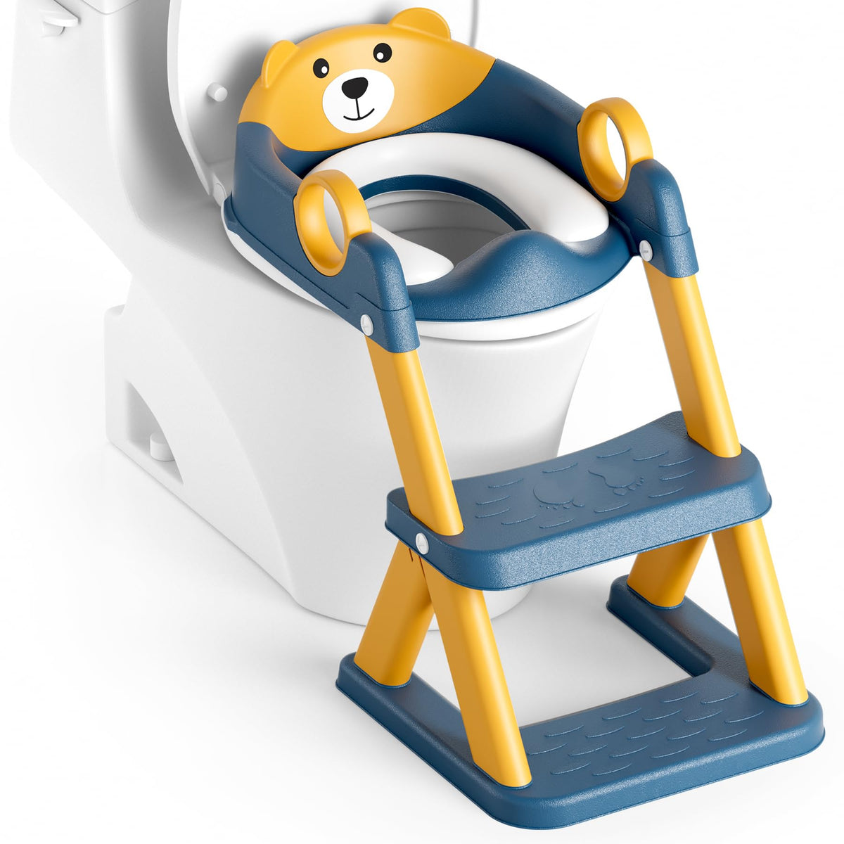 Rabb 1st Potty Training Seat, Upgrade Toddler Toilet Seat for Kids Boys Girls, 2 in 1 Potty Training Toilet for Kids, Splash Guard Anti-Slip Pad Step Stool(Blueyellow) 🍁 All In One Marketplace Canada