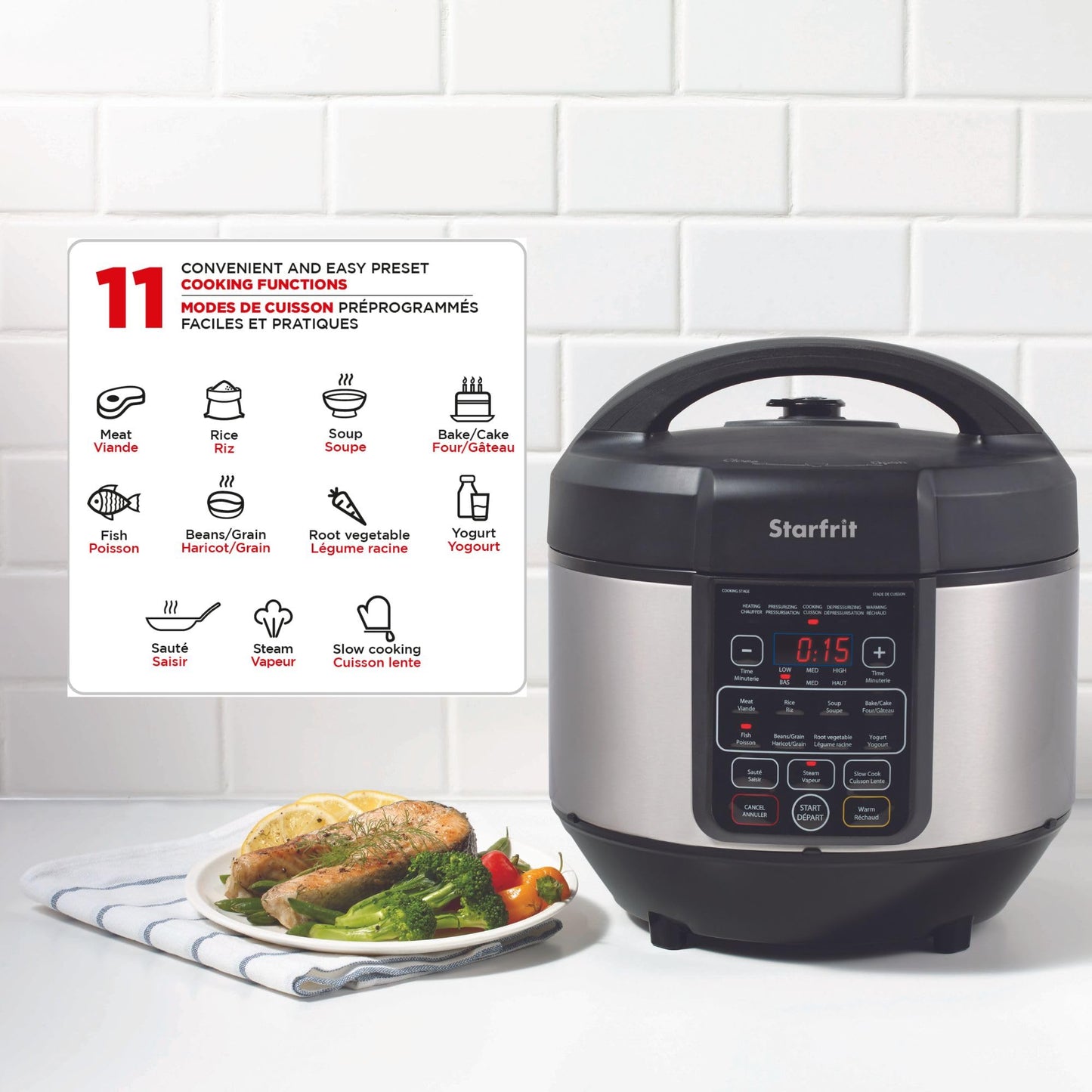 Starfrit Electric Pressure Cooker - 8L Capacity - Steam Tray, Measuring Cup & Spatula - 11 Preset Cooking Functions 🍁 All In One Marketplace Canada